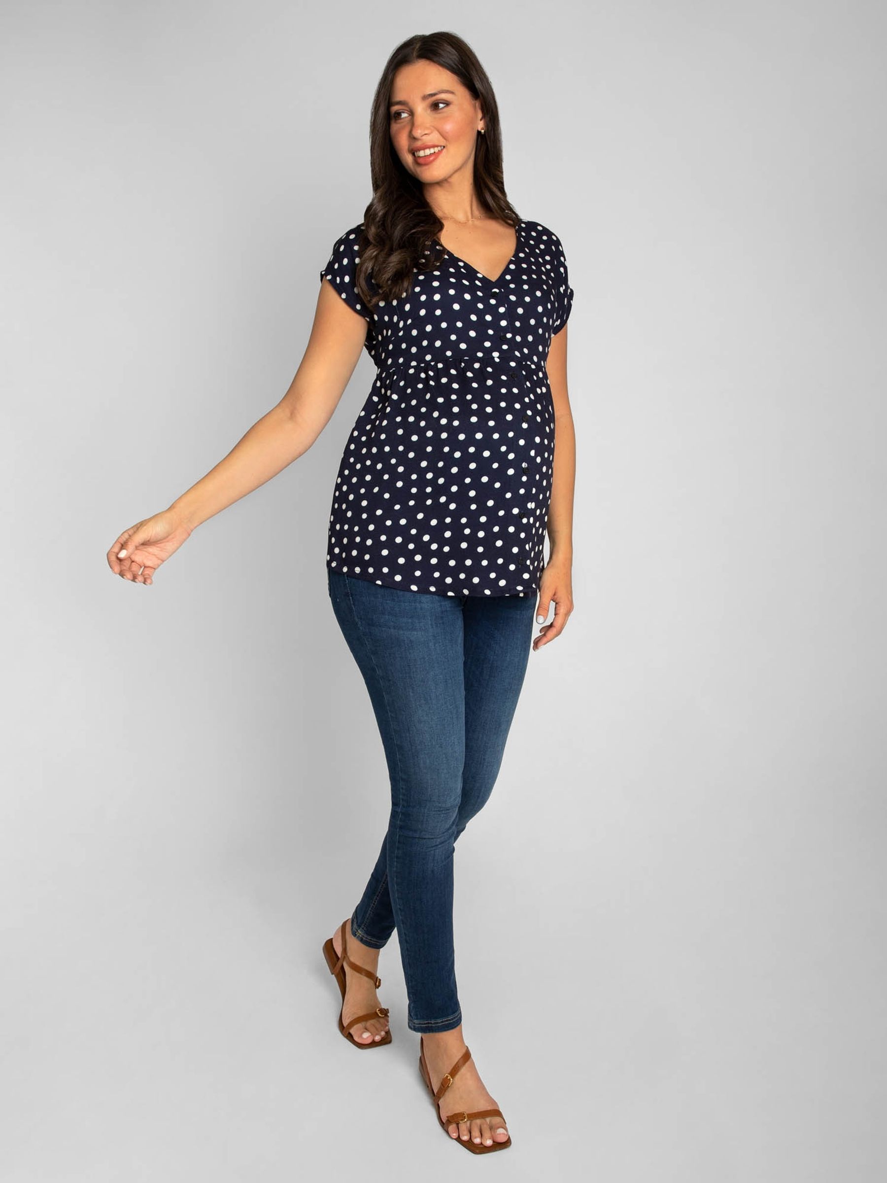 Navy Spot Maternity Blouse - Image 3 of 7