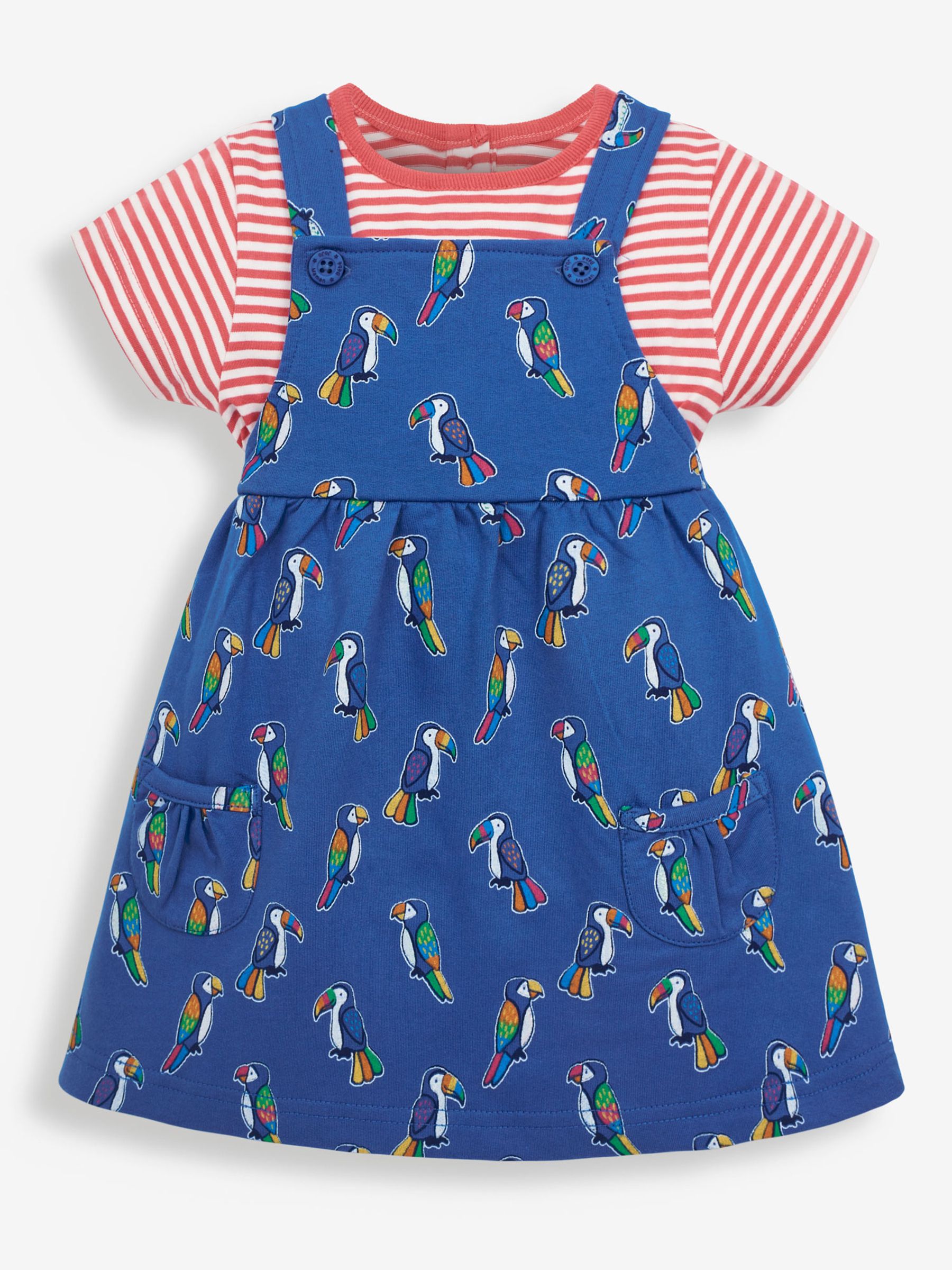 Cobalt Girls' 2-Piece Toucan & Parrot Pinafore Dress Set - Image 1 of 3