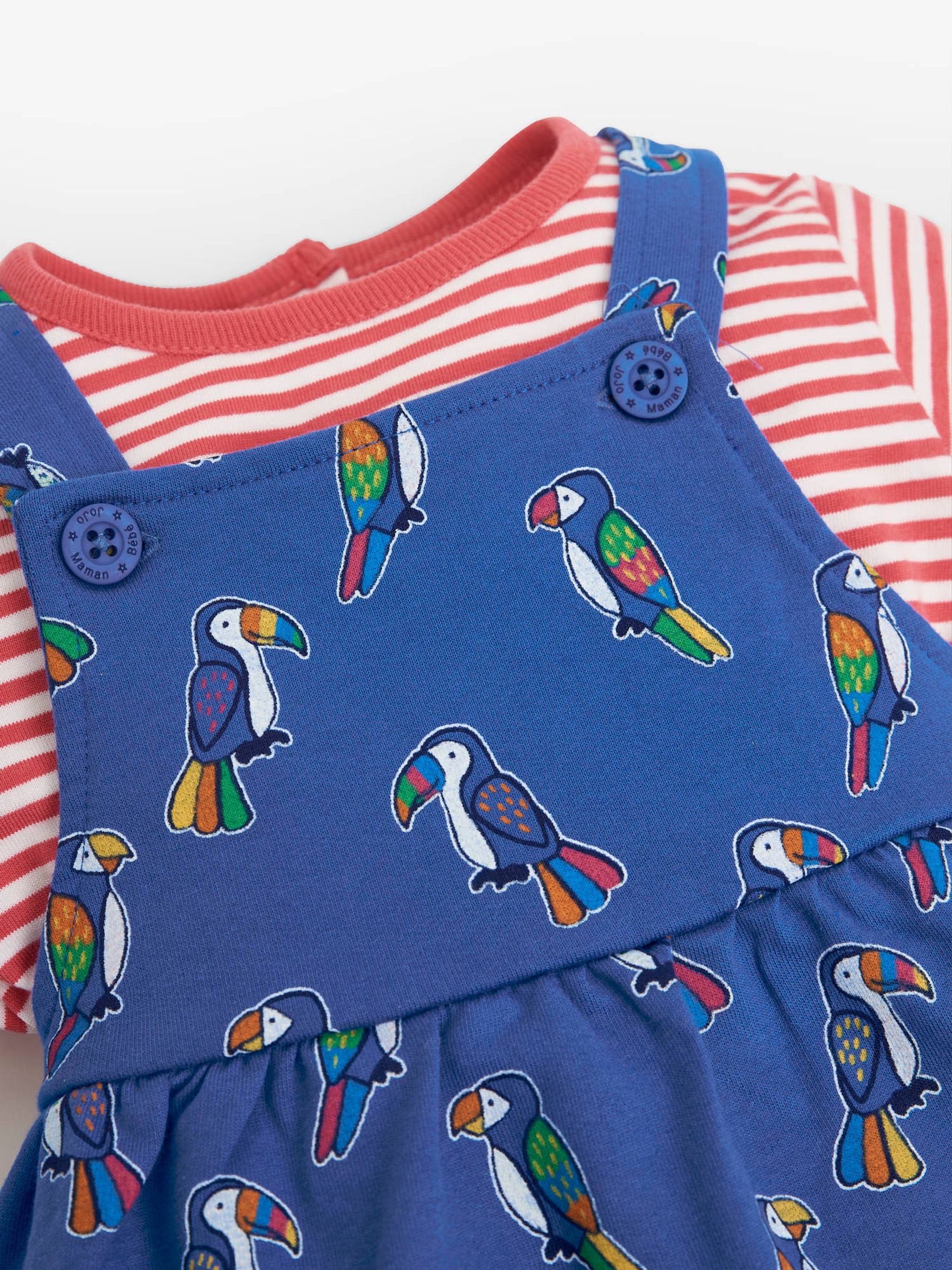 Cobalt Girls' 2-Piece Toucan & Parrot Pinafore Dress Set - Image 3 of 3