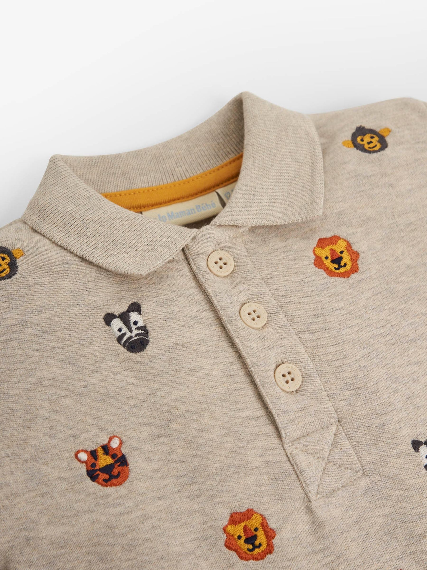 Natural Boys' Safari Heads Embroidered Polo Shirt - Image 2 of 4