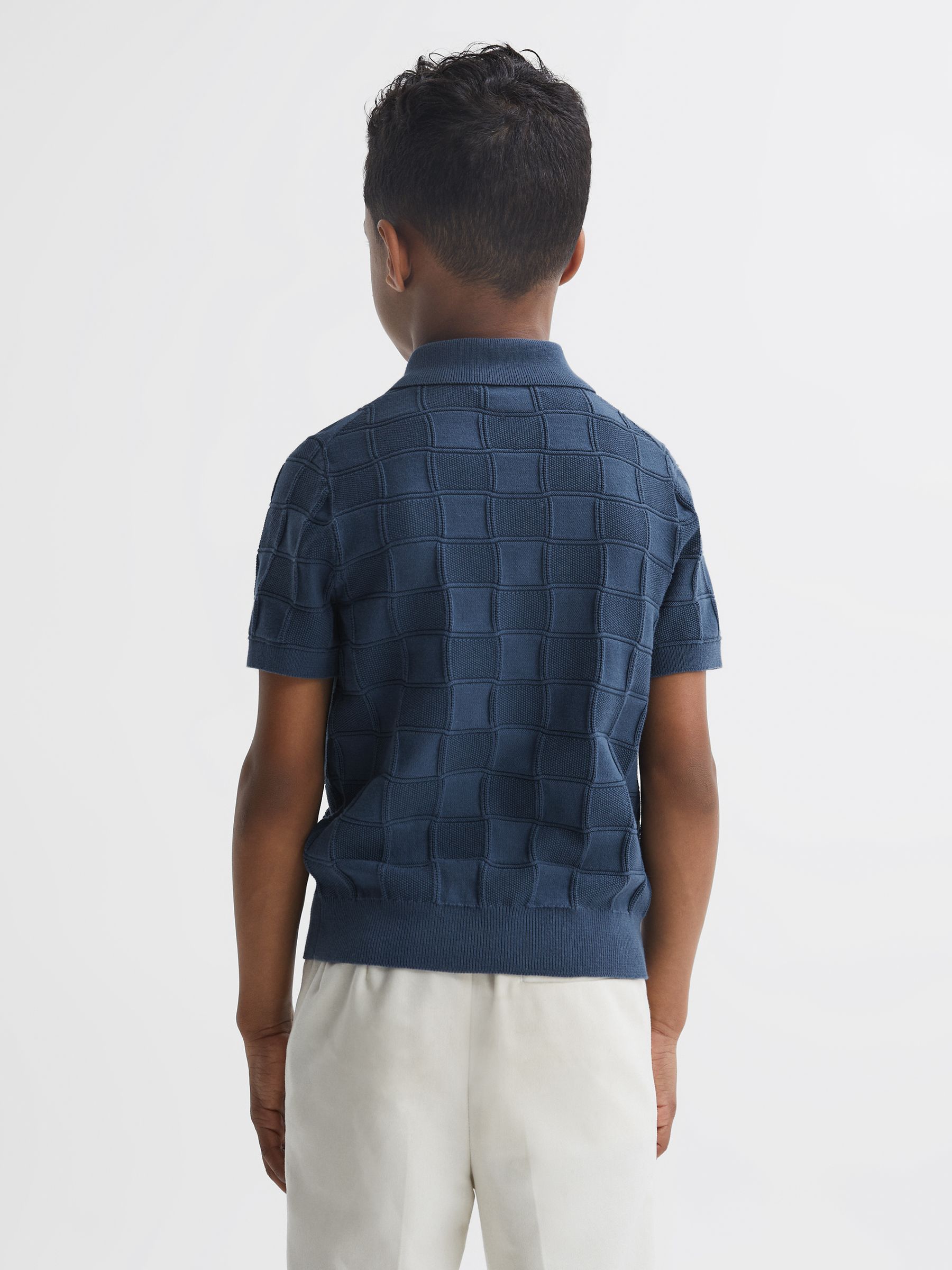 Cotton Press-Stud Polo T-Shirt in Blue - Image 5 of 6