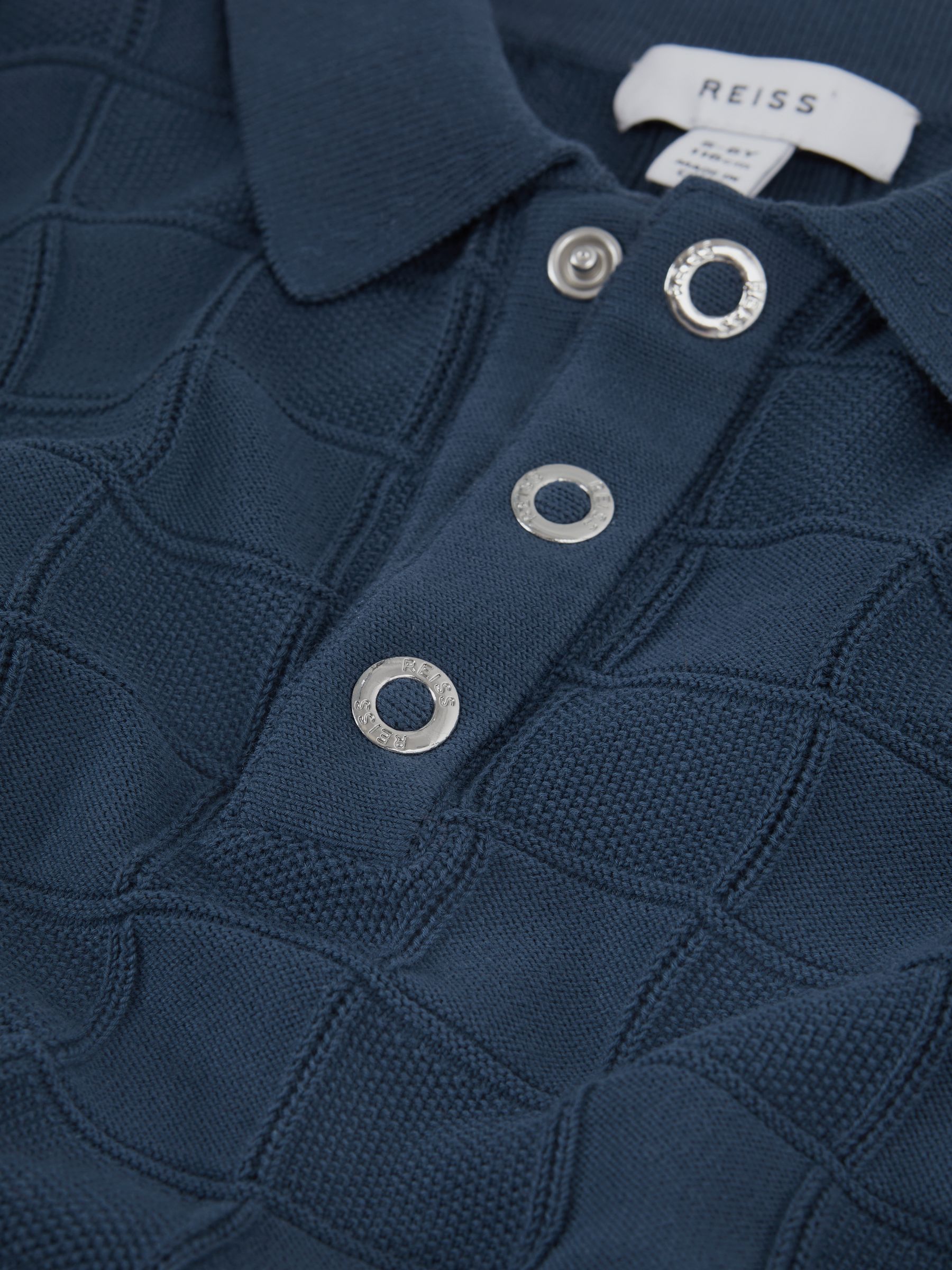 Cotton Press-Stud Polo T-Shirt in Blue - Image 6 of 6