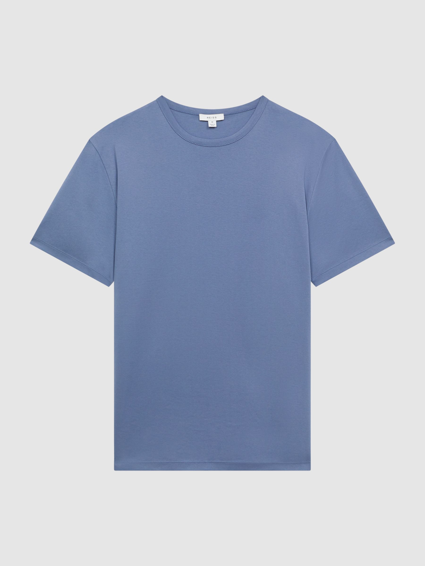 Mercerised Cotton Crew Neck T-Shirt in Airforce Blue - Image 8 of 11