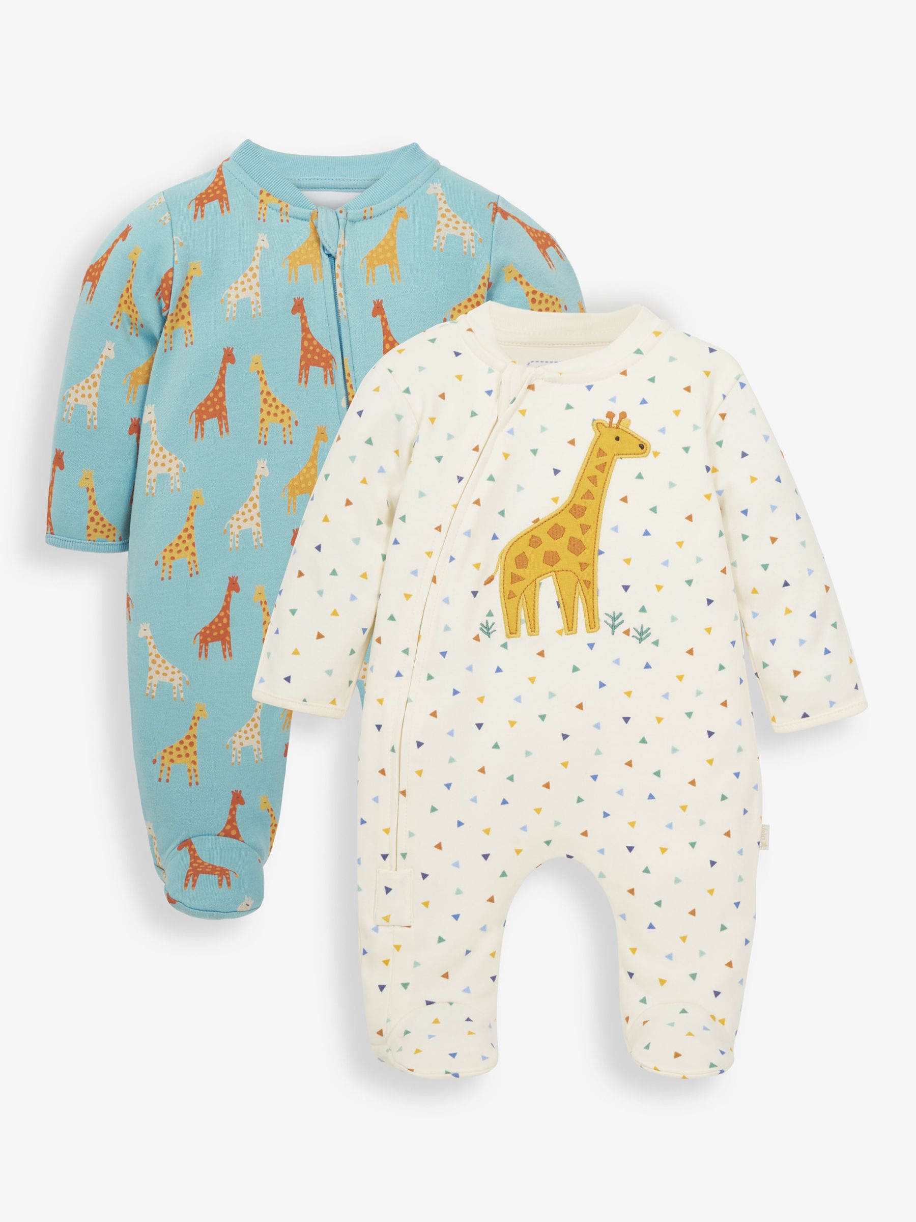 Turquoise 2-Pack Giraffe Sleepsuits - Image 1 of 7