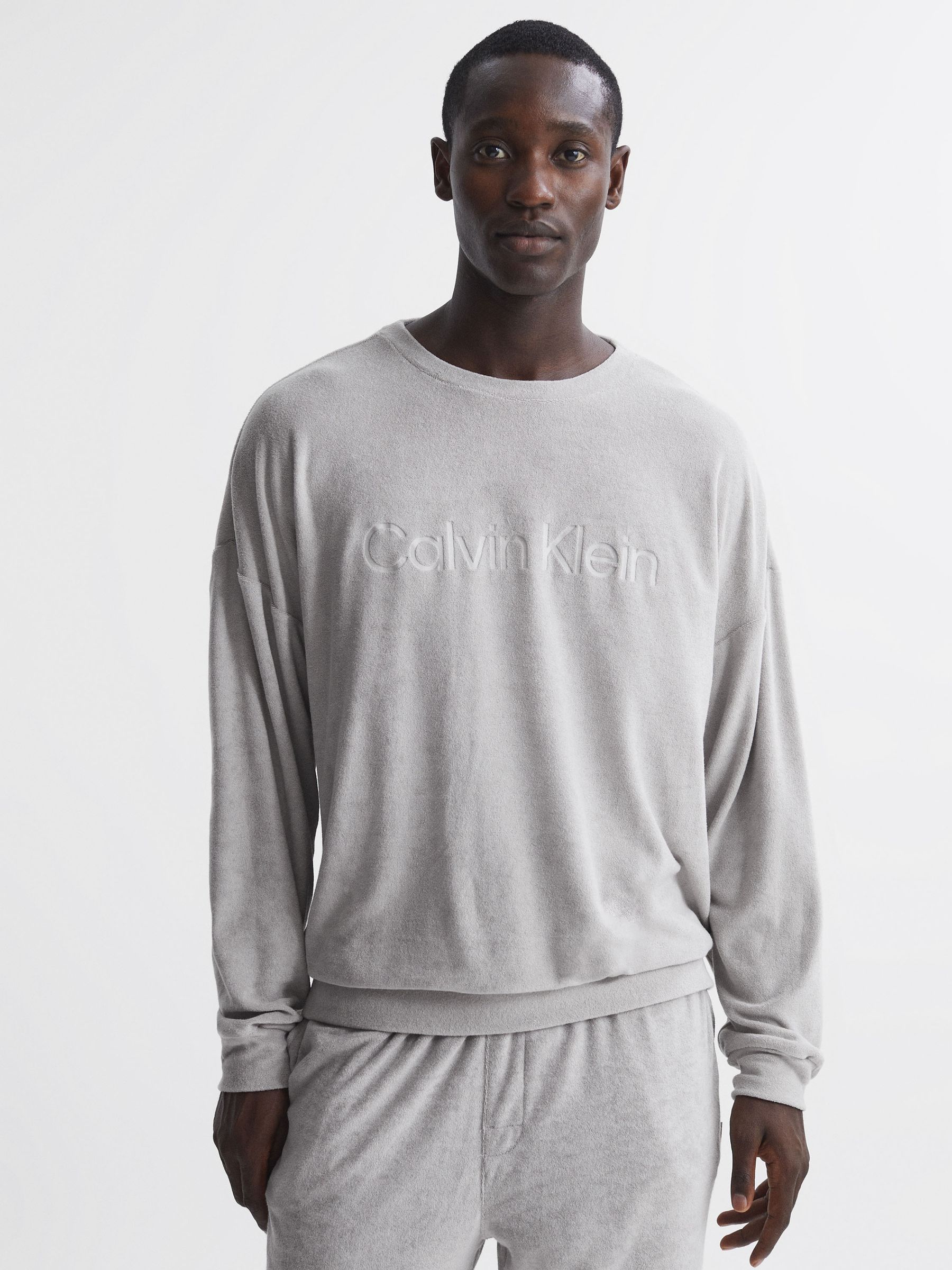 Calvin Klein Underwear Terry Towelling Crew Neck Sweatshirt in Grey - Image 1 of 6