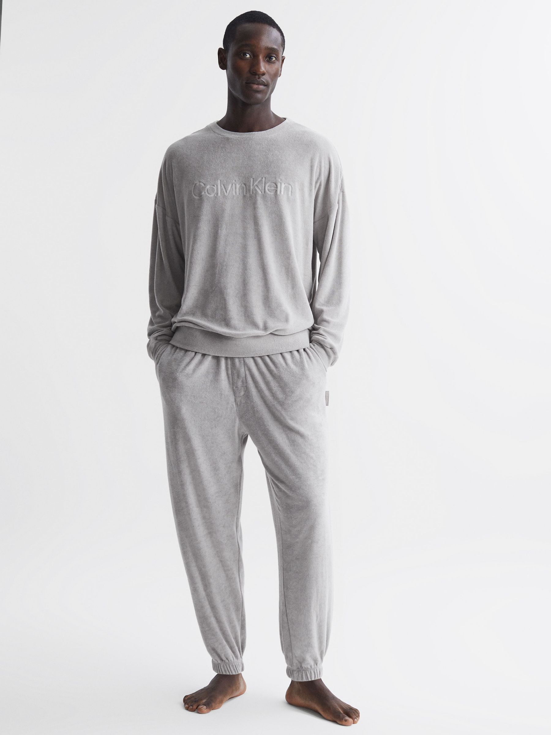Calvin Klein Underwear Terry Towelling Crew Neck Sweatshirt in Grey - Image 3 of 6