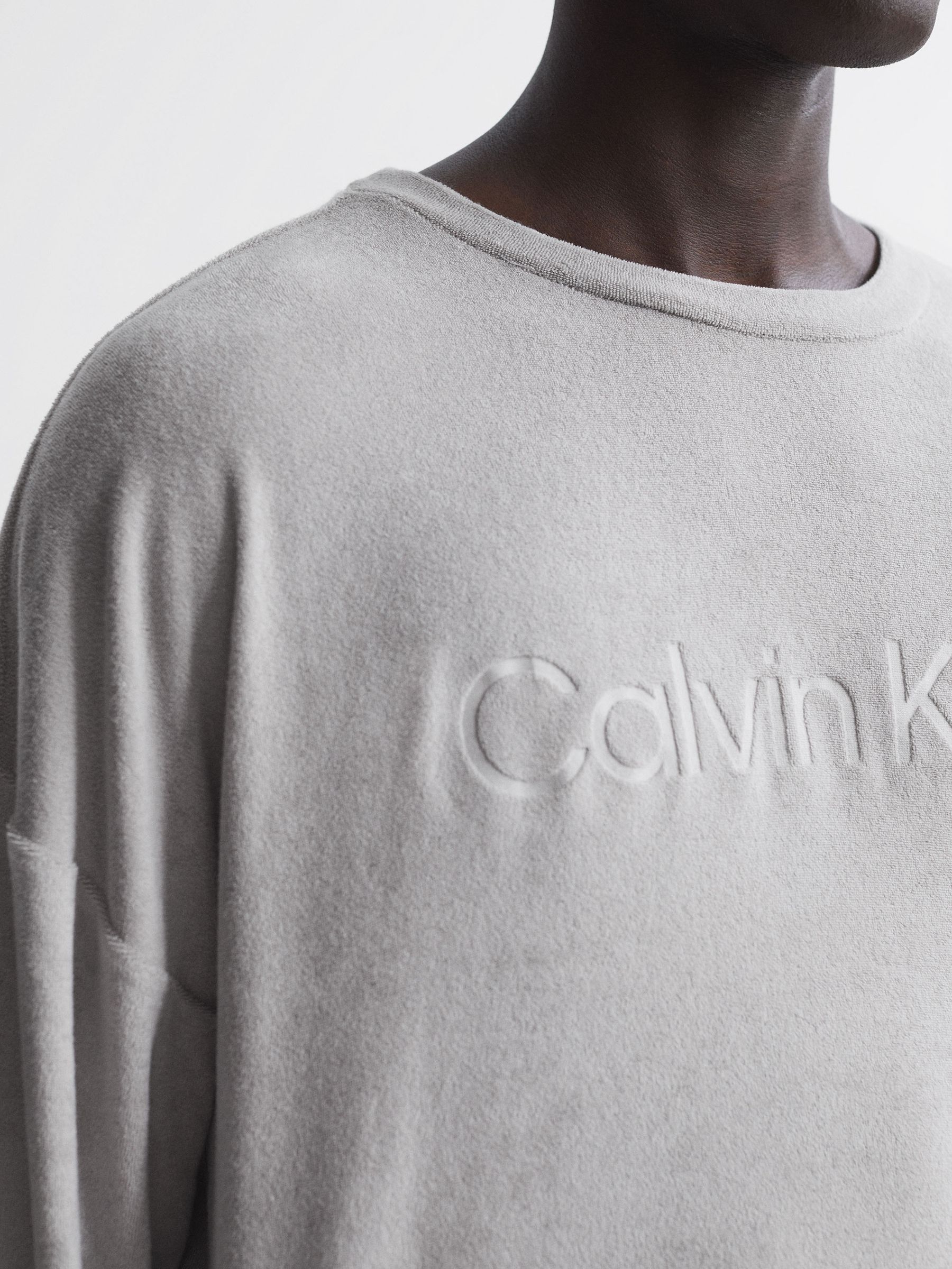 Calvin Klein Underwear Terry Towelling Crew Neck Sweatshirt in Grey - Image 4 of 6