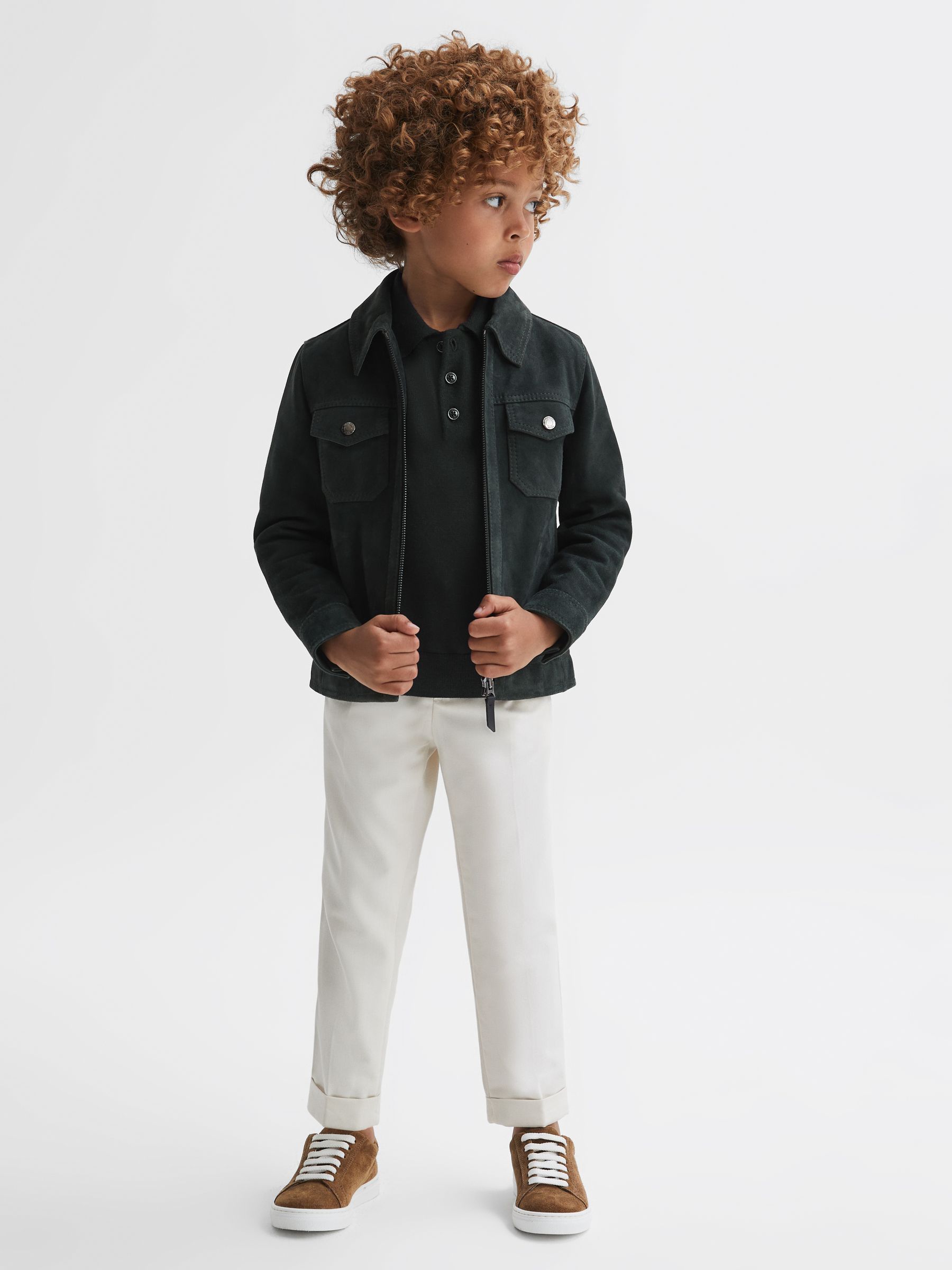 Junior Merino Wool Polo Shirt in Forest - Image 3 of 6