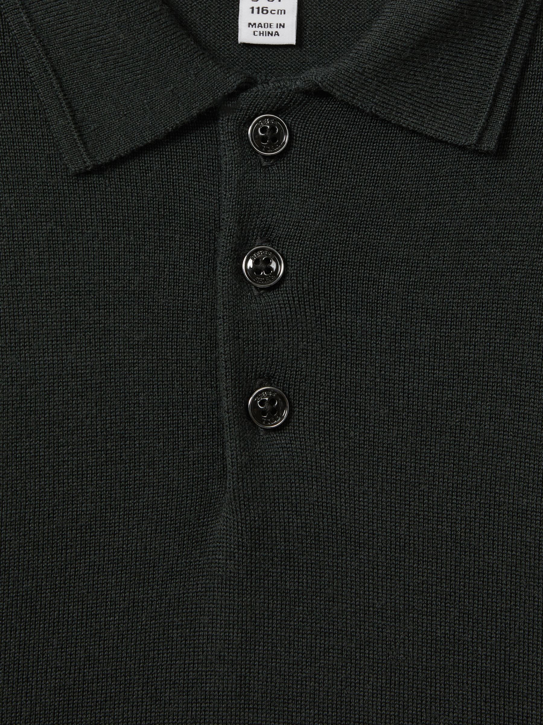 Junior Merino Wool Polo Shirt in Forest - Image 6 of 6
