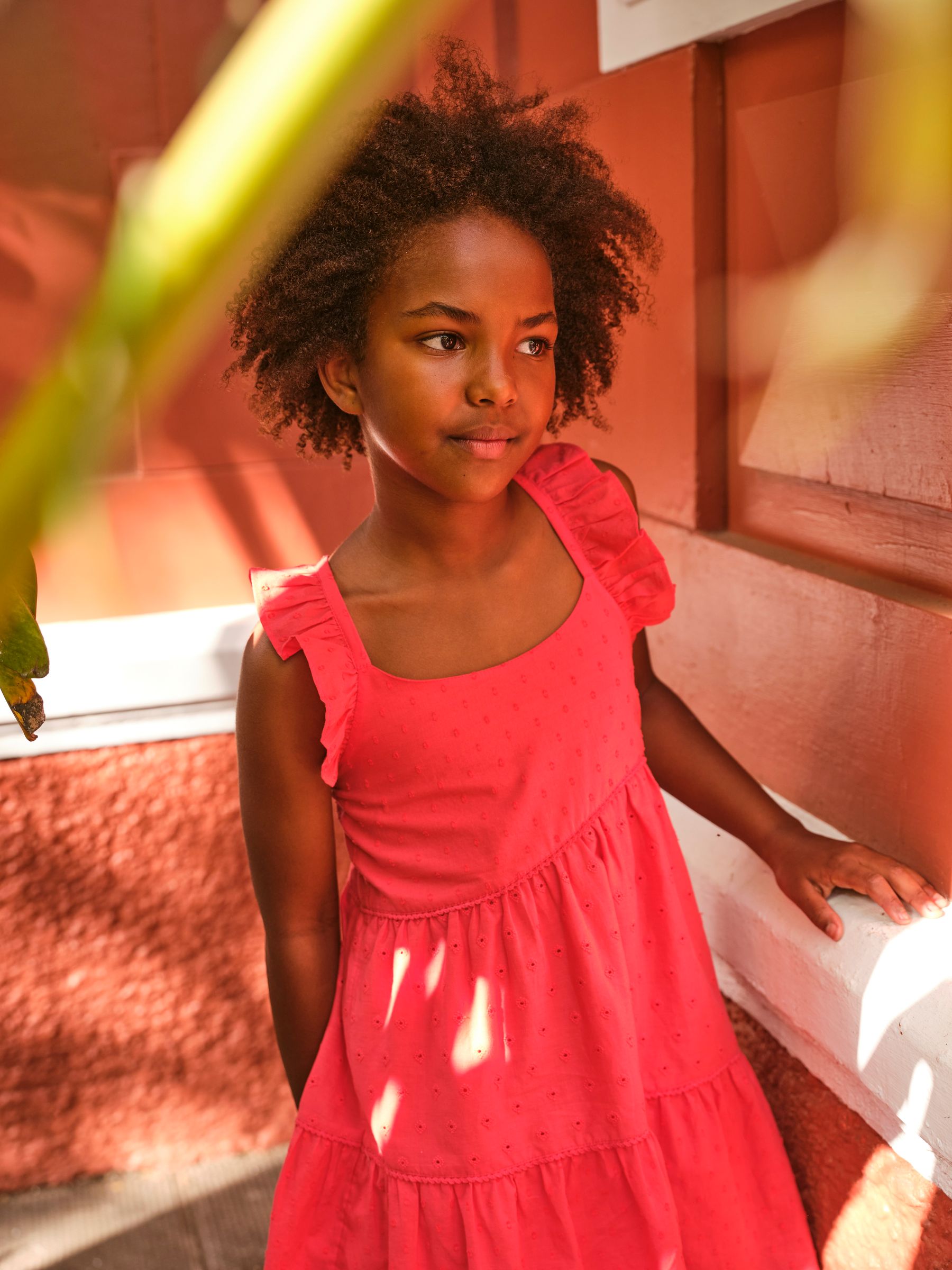 Broderie Red Frill Tiered Dress - Image 2 of 7