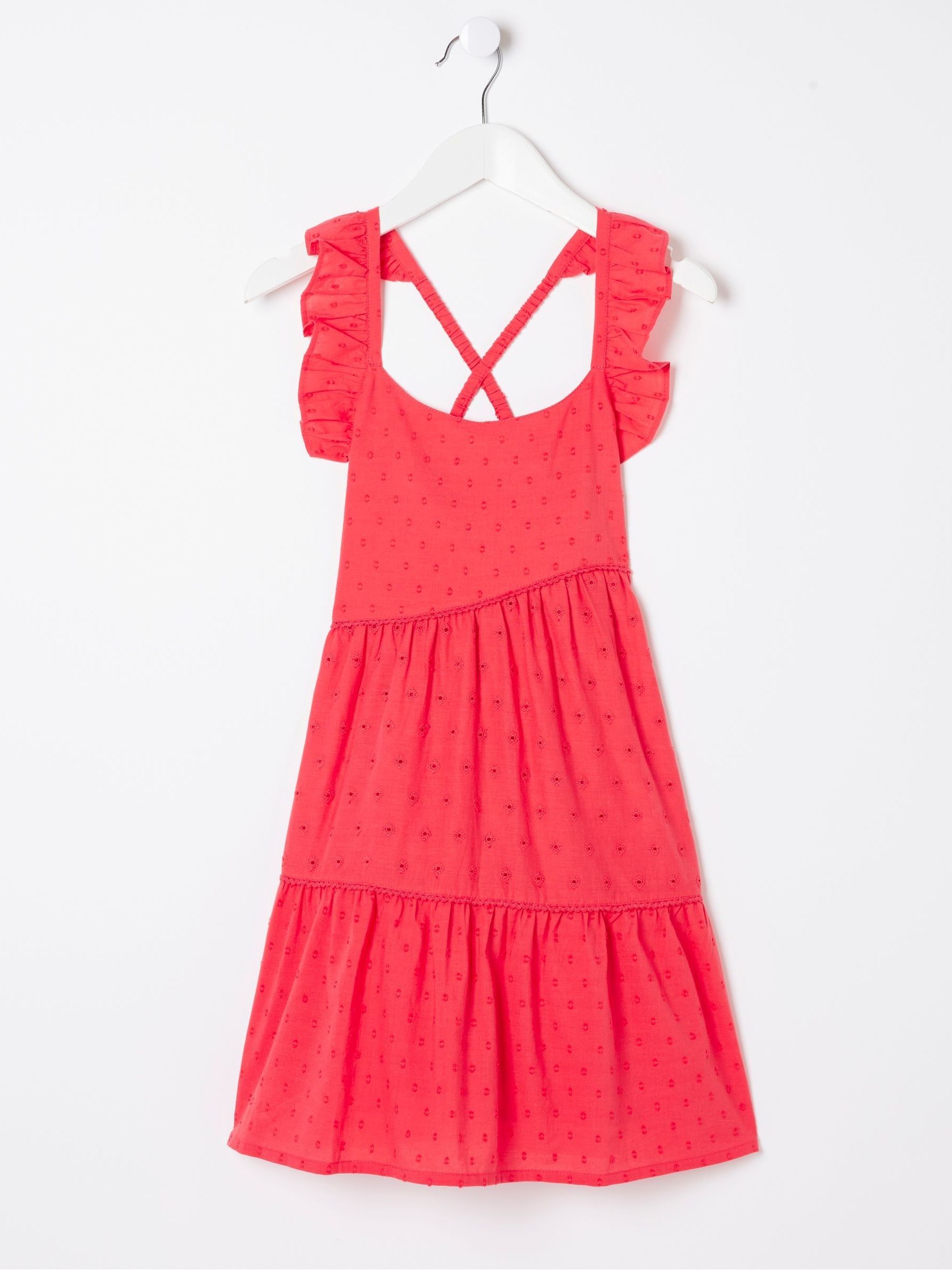 Broderie Red Frill Tiered Dress - Image 7 of 7