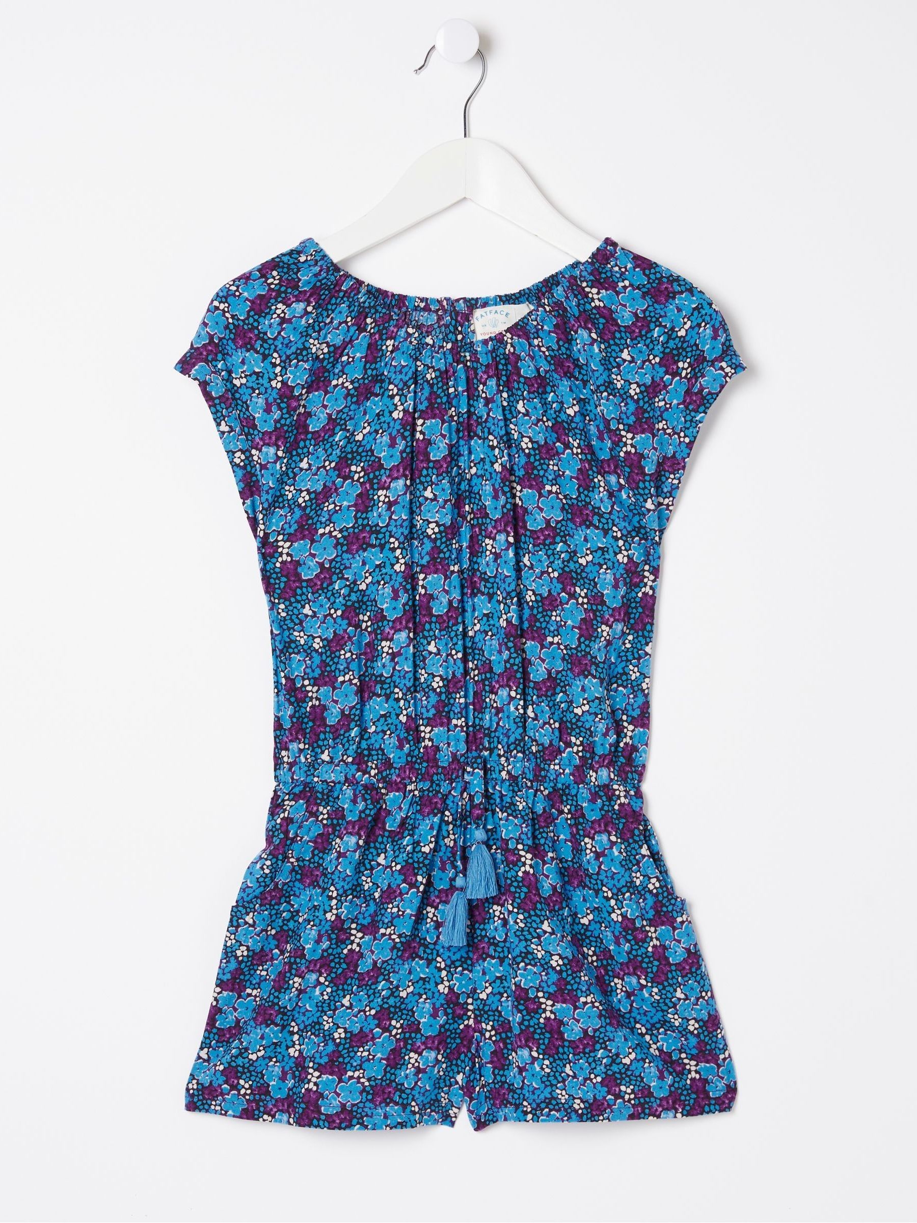 Blue Ink Floral Printed Playsuit - Image 4 of 4