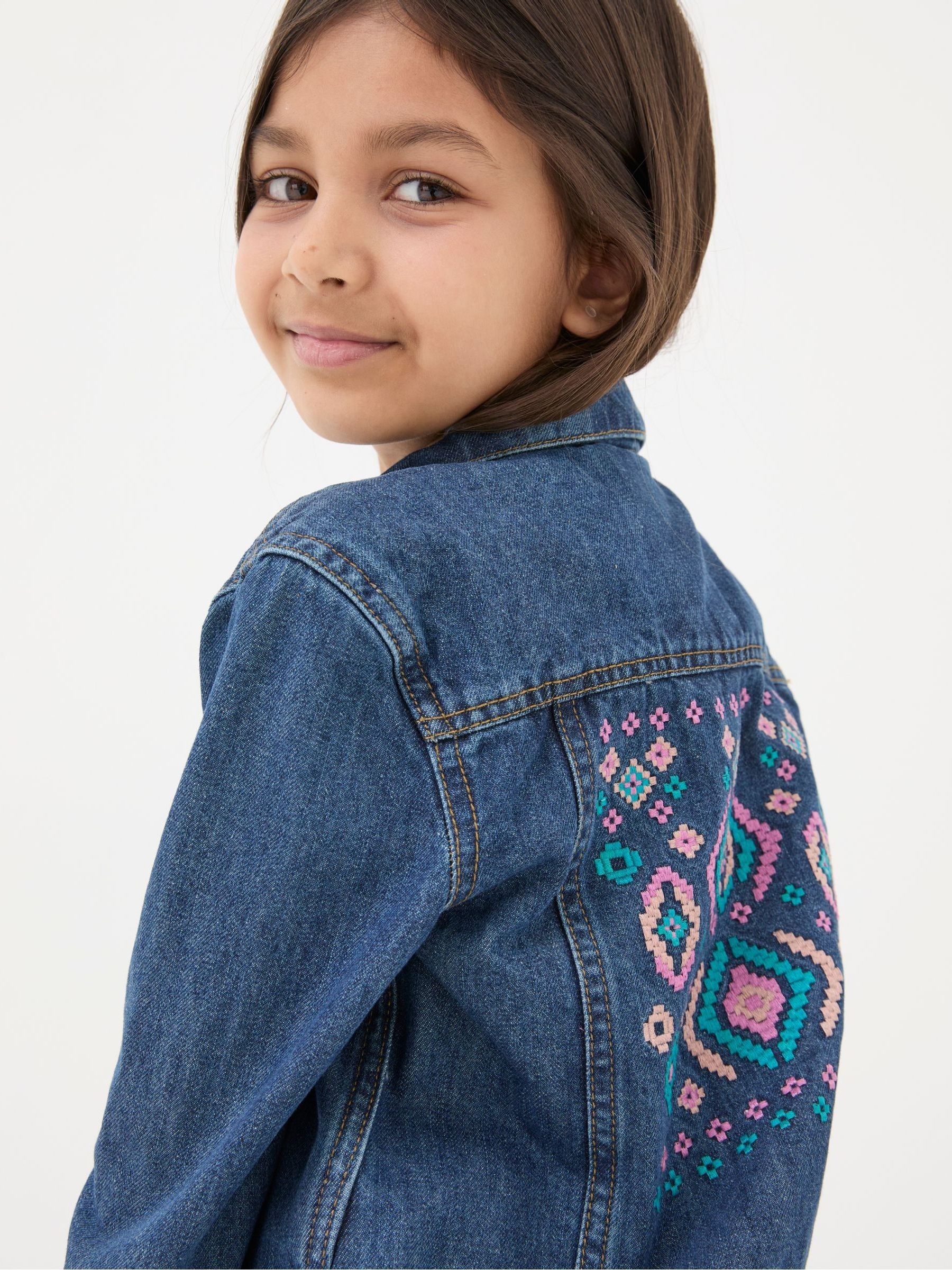 Blue Embroidered Denim Jacket - Image 4 of 7