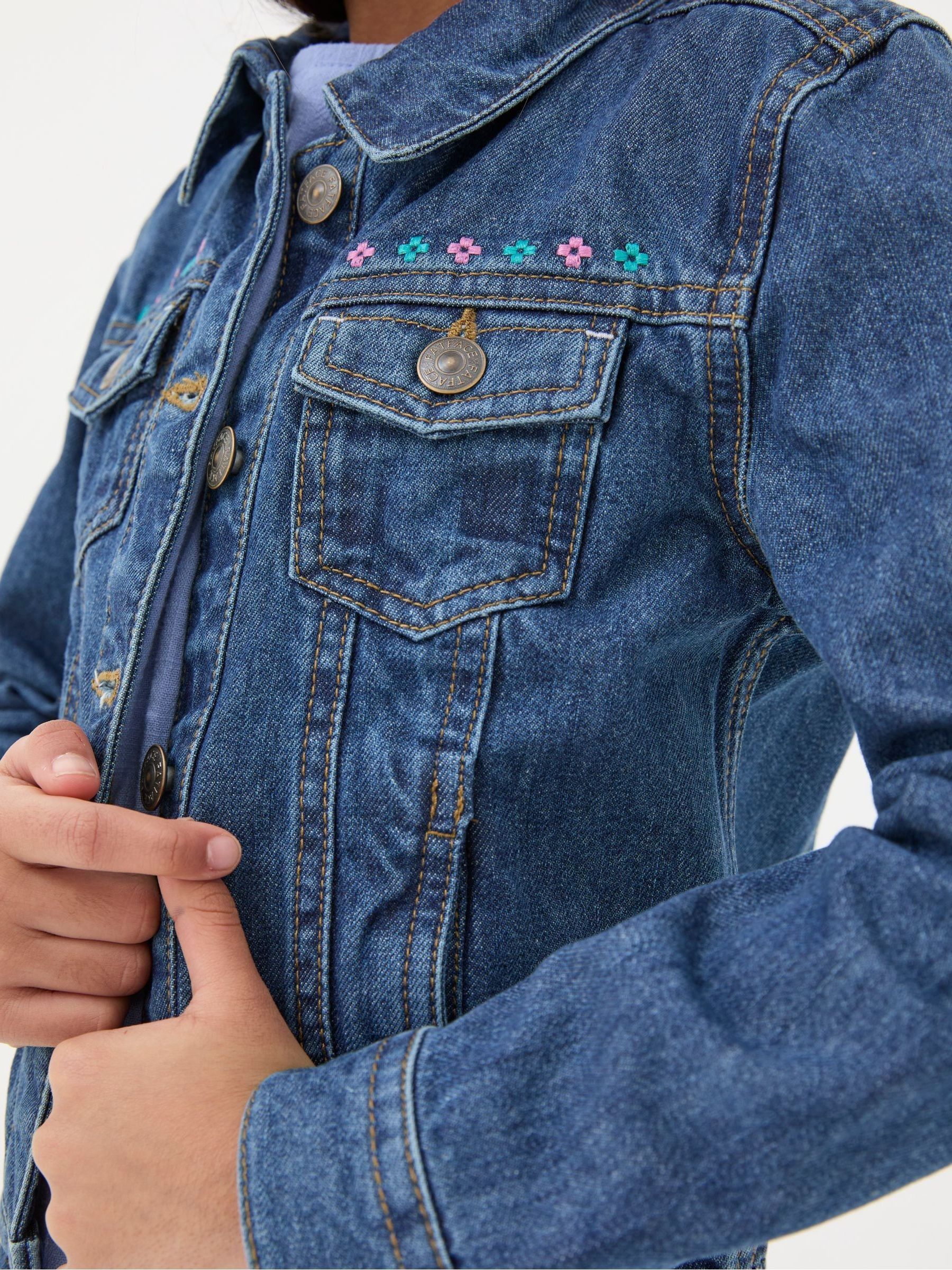 Blue Embroidered Denim Jacket - Image 5 of 7