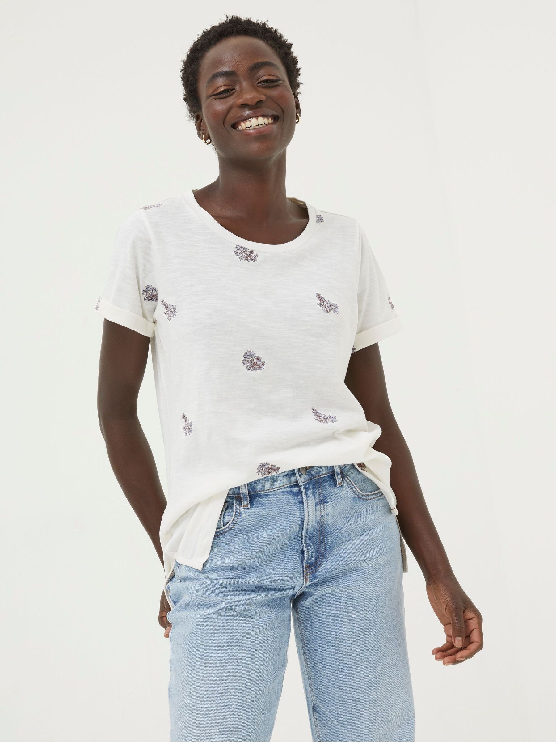 Natural Floral Embroidered T-Shirt - Image 1 of 4