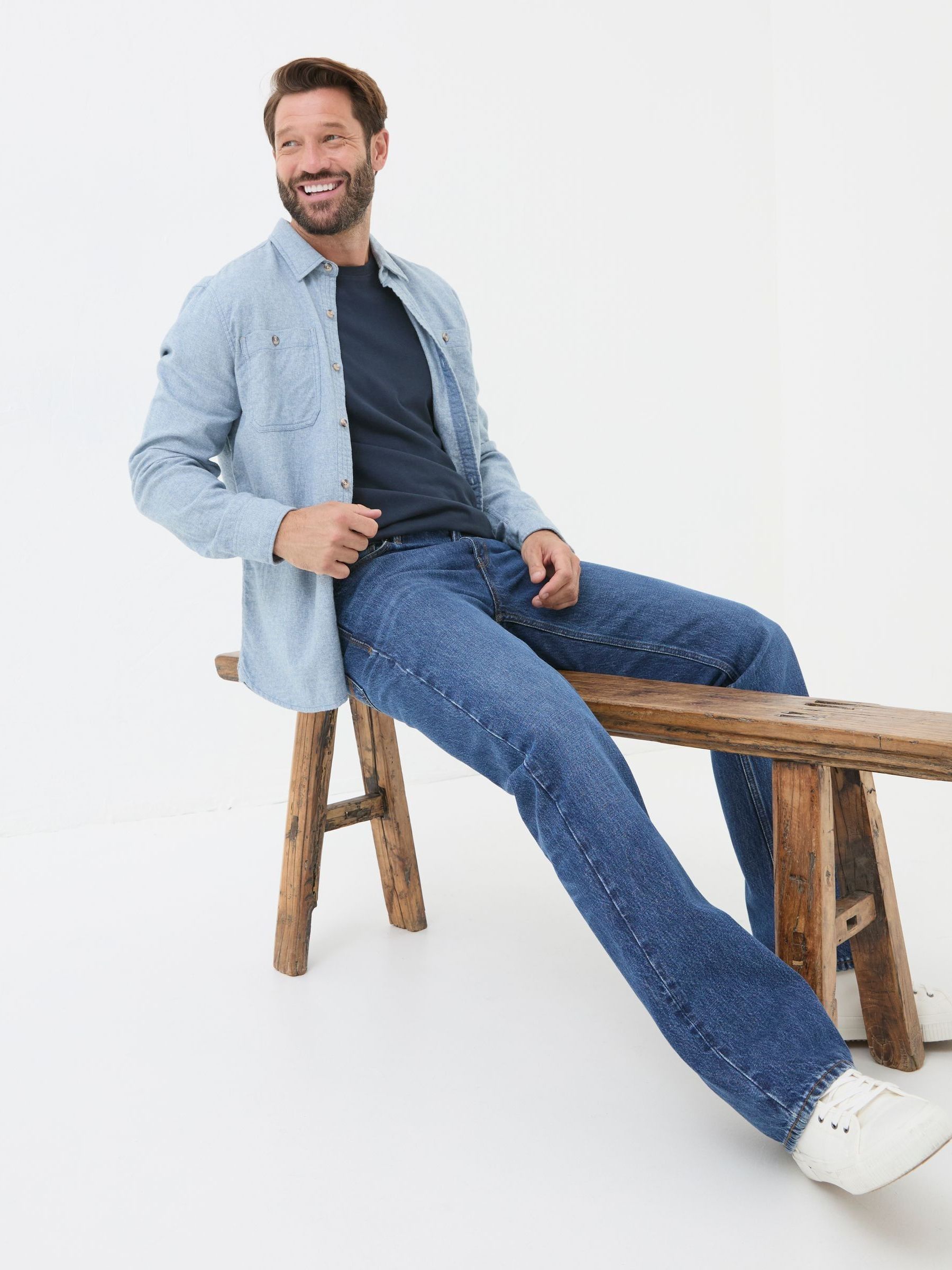 Stone Wash Blue Bootcut Jeans - Image 4 of 6