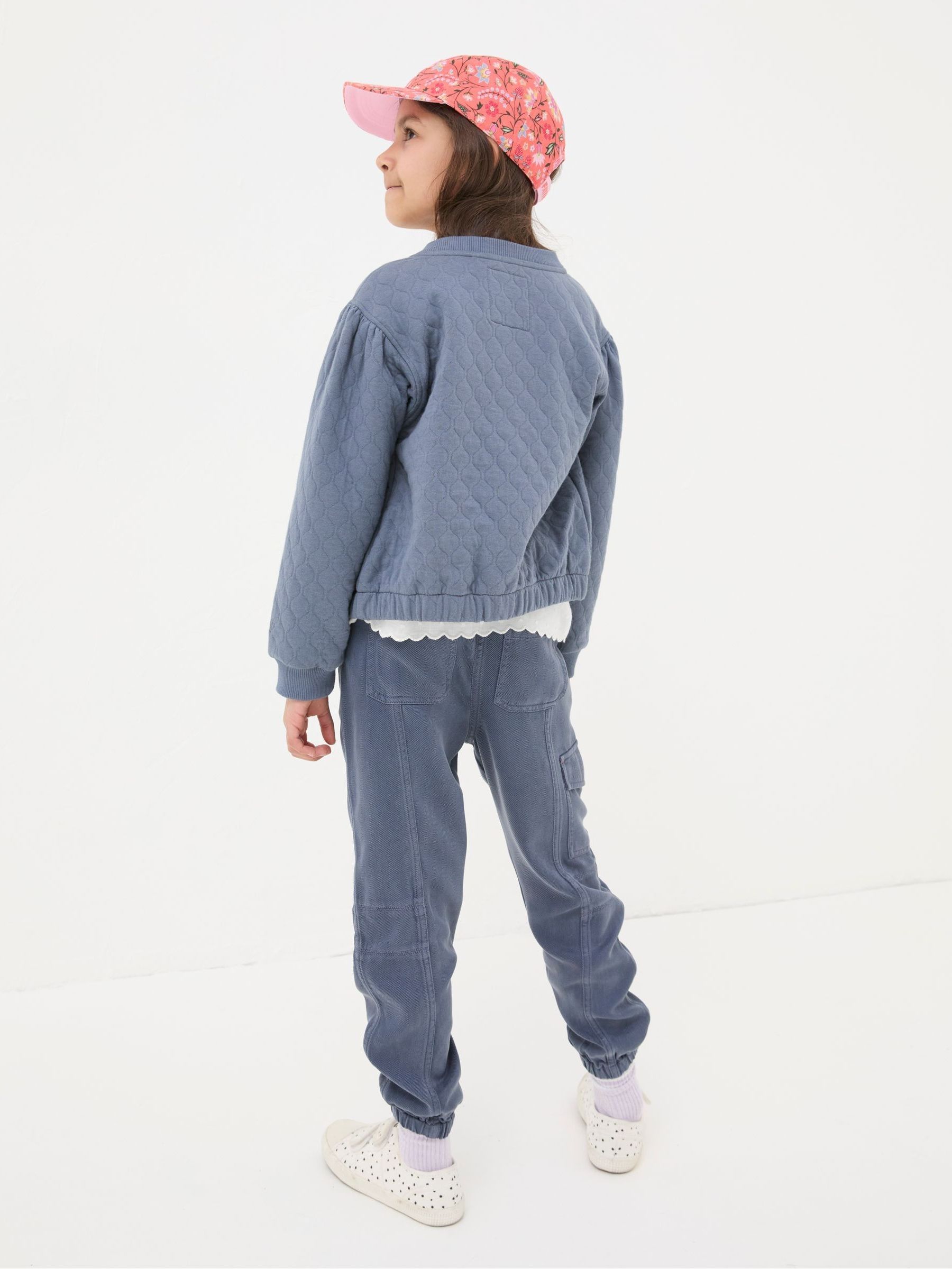 Blue Quilted Bomber Jacket - Image 2 of 7