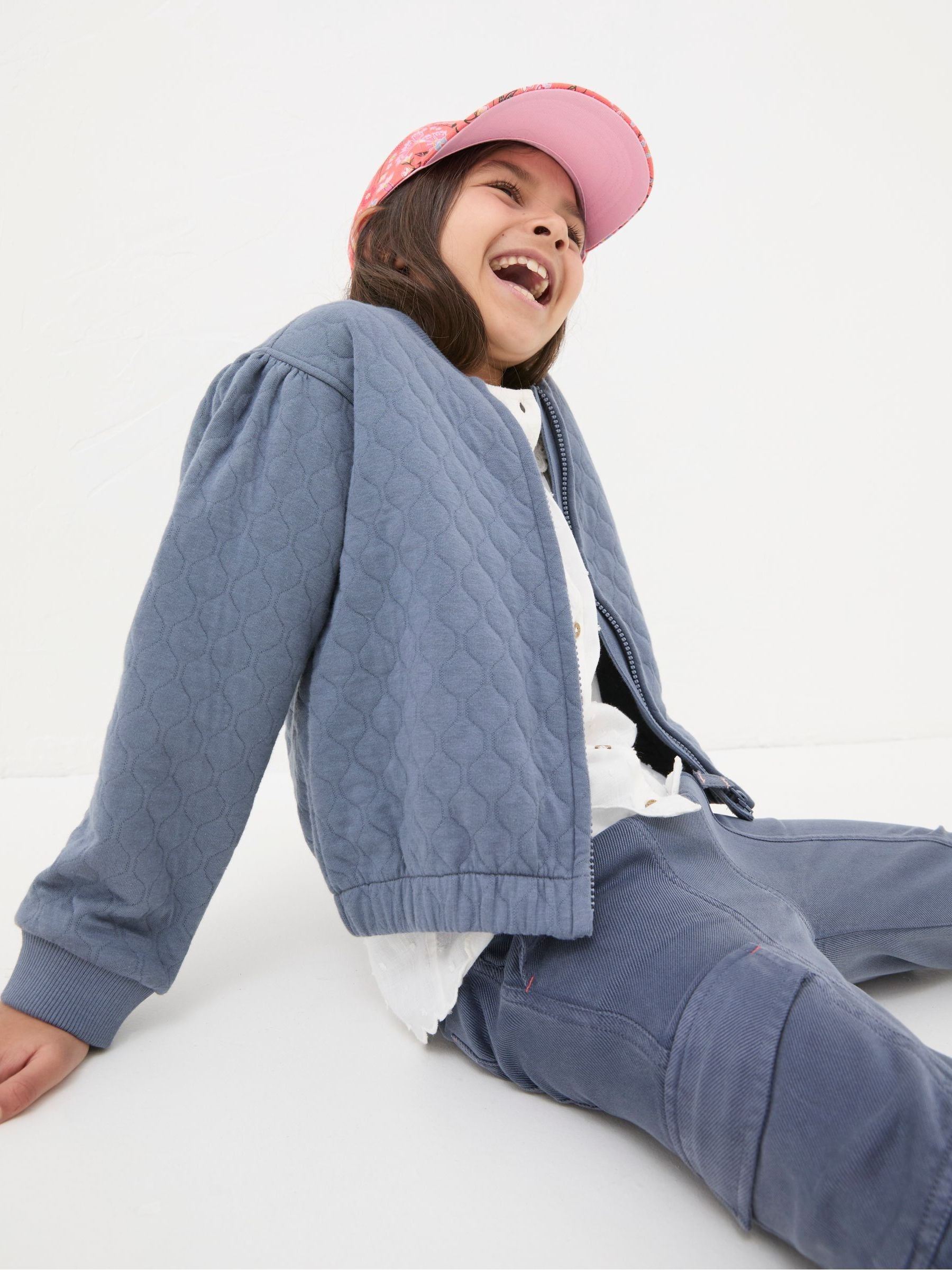 Blue Quilted Bomber Jacket - Image 4 of 7