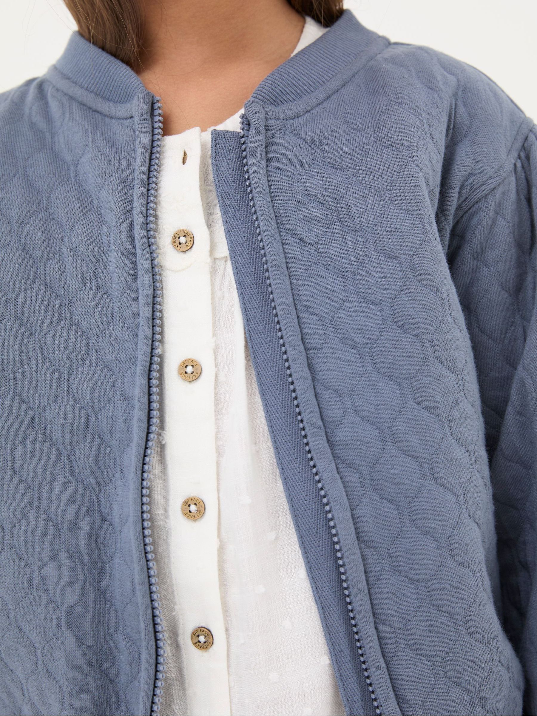 Blue Quilted Bomber Jacket - Image 6 of 7