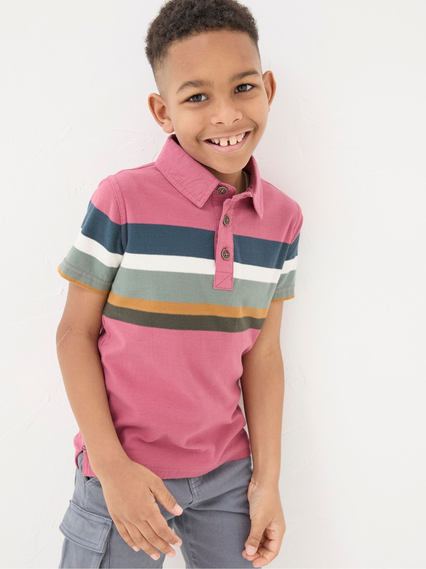 Pink Chest Stripe Polo Shirt - Image 3 of 6