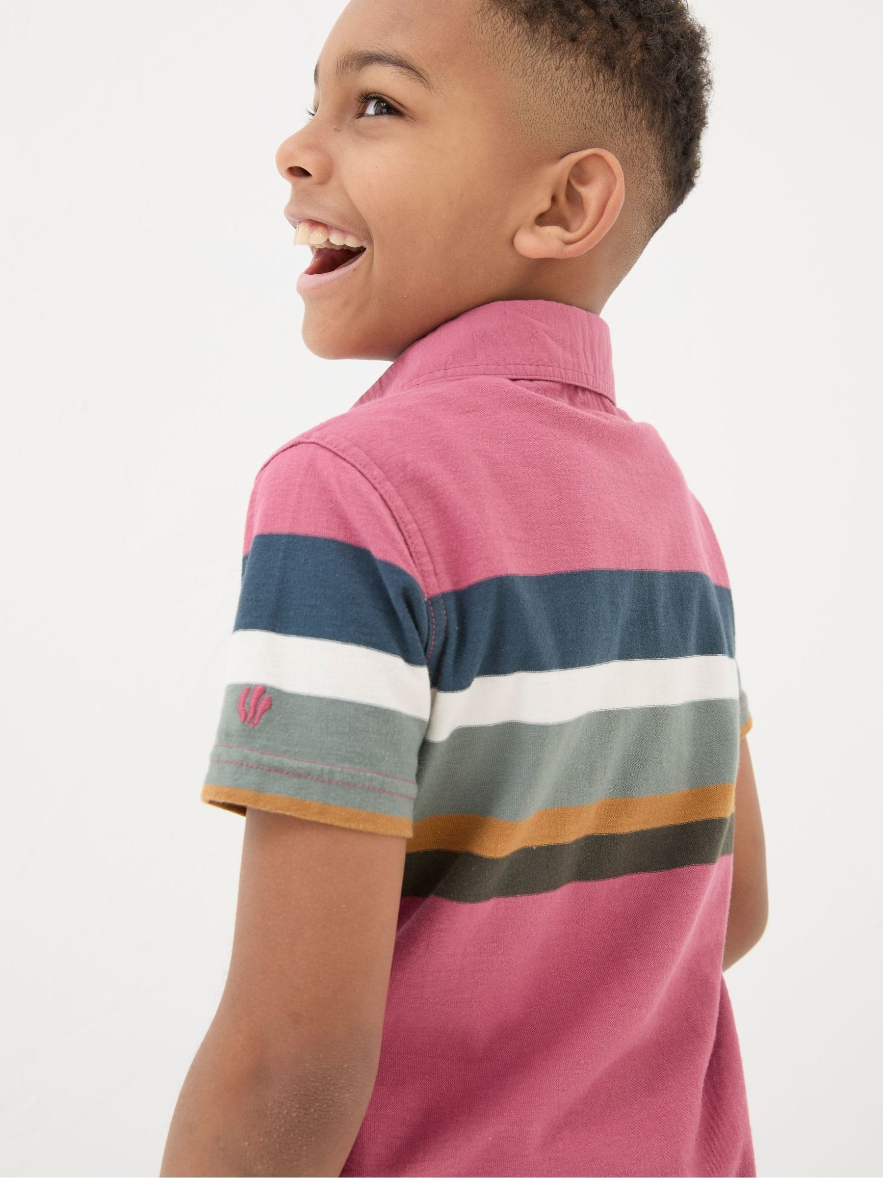 Pink Chest Stripe Polo Shirt - Image 4 of 6
