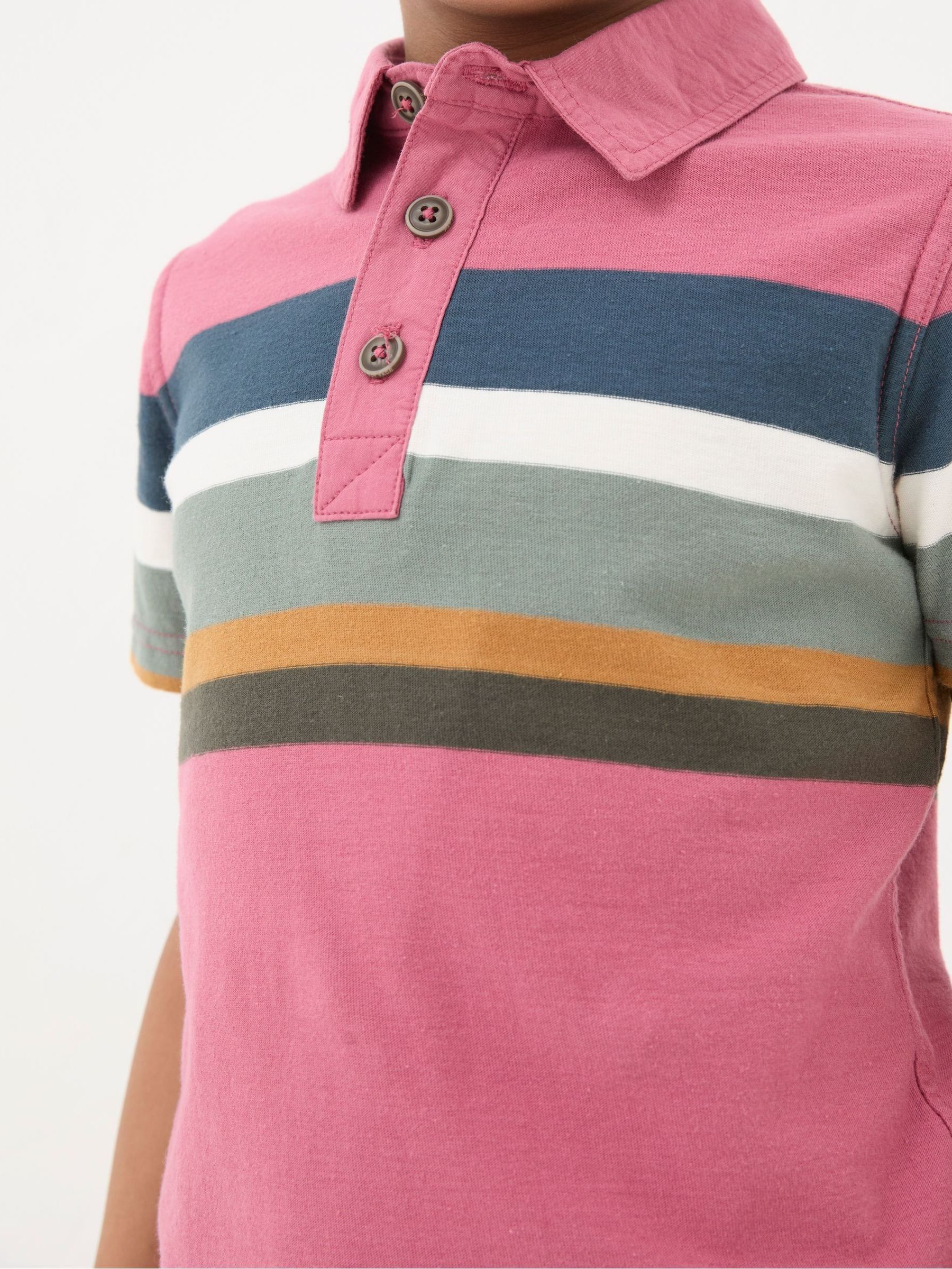 Pink Chest Stripe Polo Shirt - Image 5 of 6
