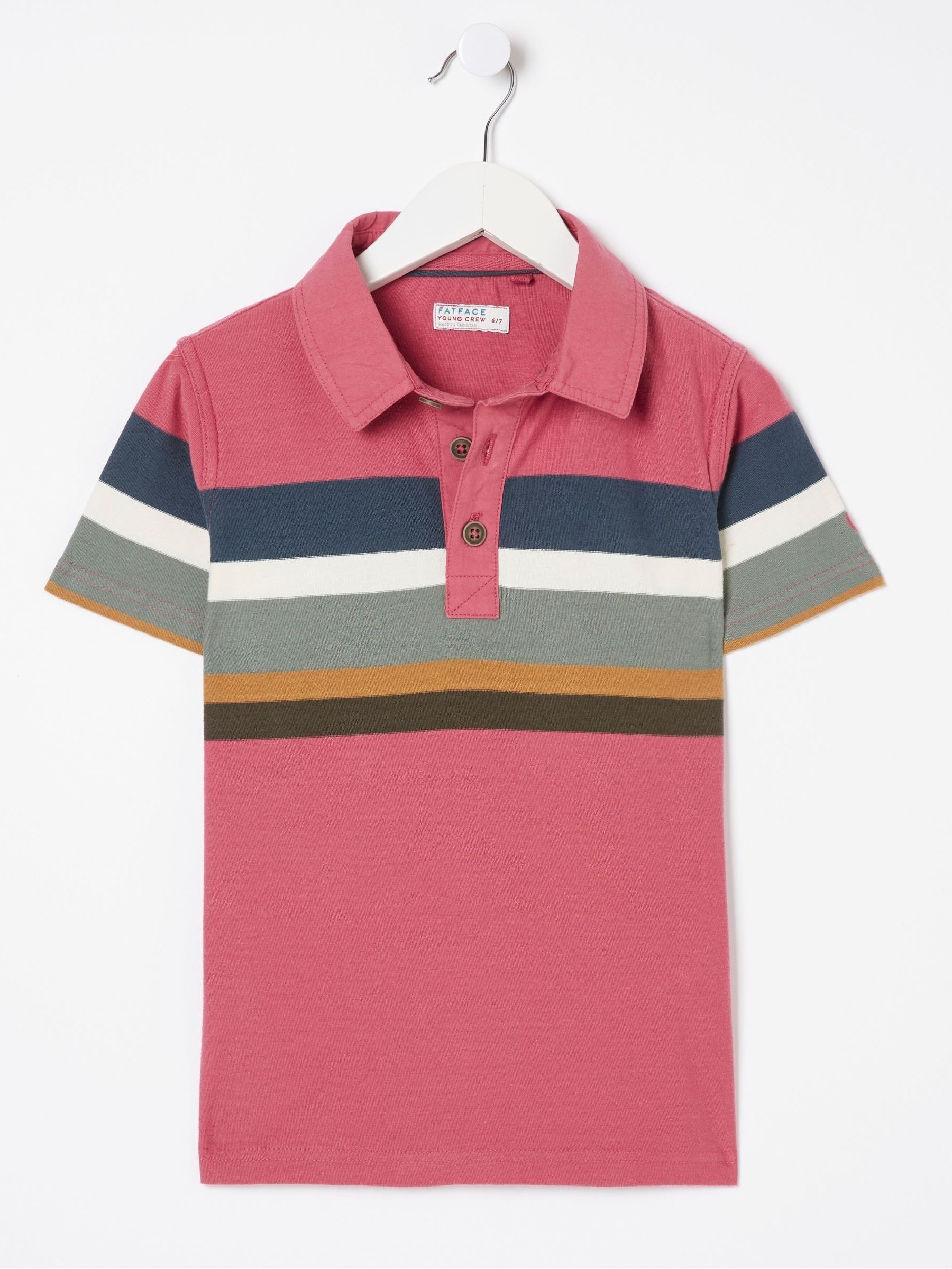 Pink Chest Stripe Polo Shirt - Image 6 of 6