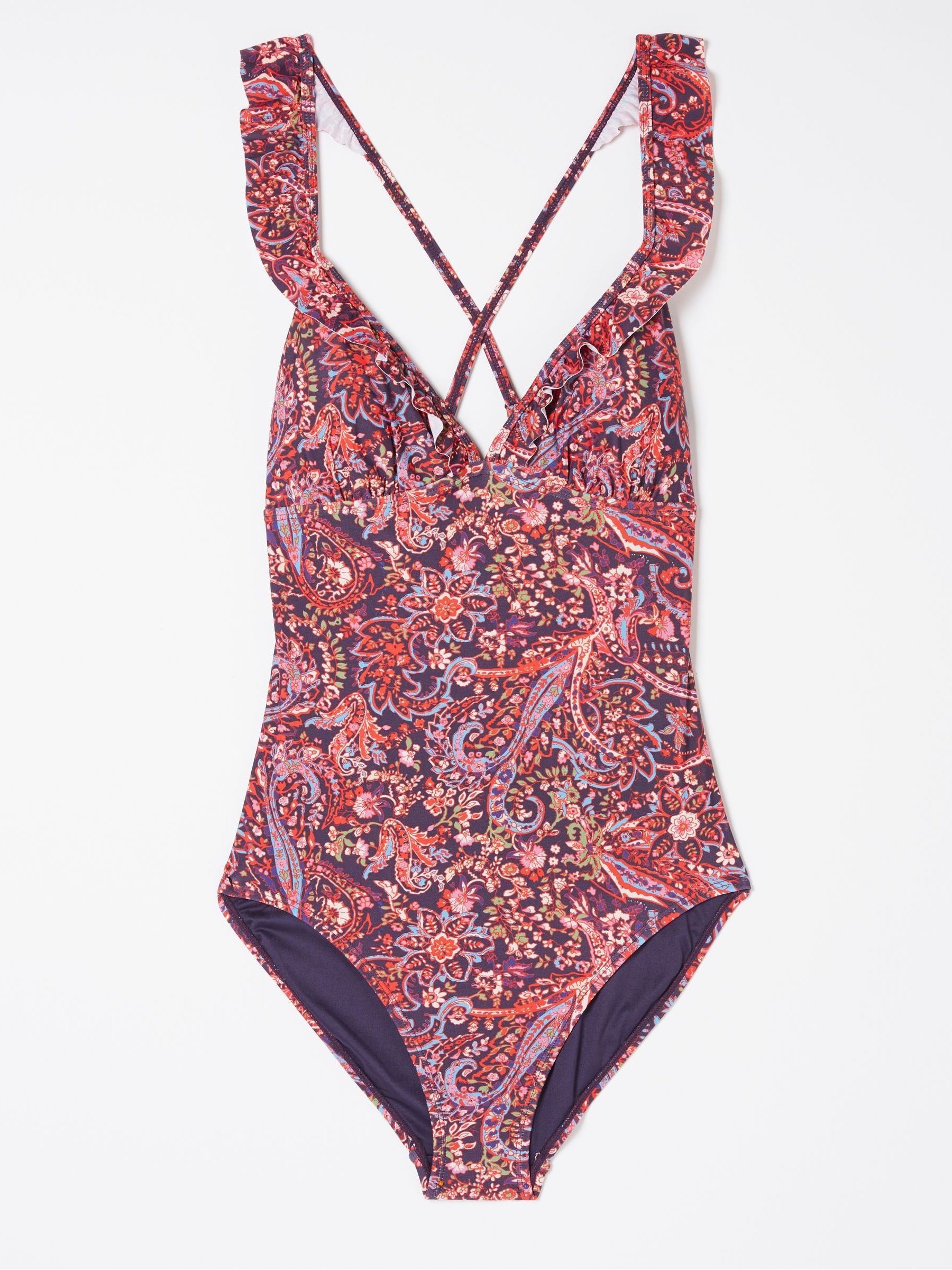 Fleur Purple Frill Bright Paisley Swimsuit - Image 4 of 4