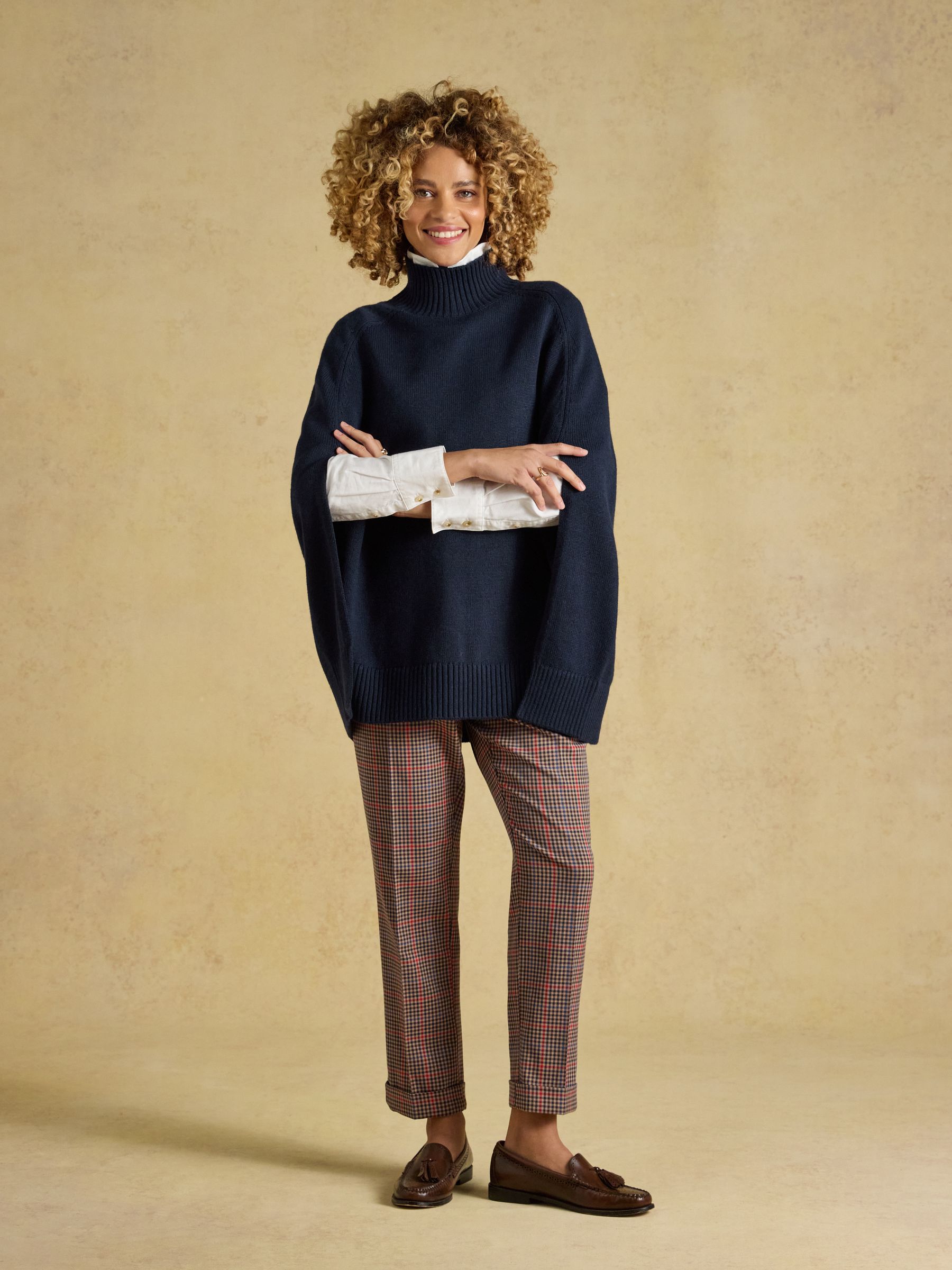 Navy High Neck Knitted Cape - Image 3 of 9