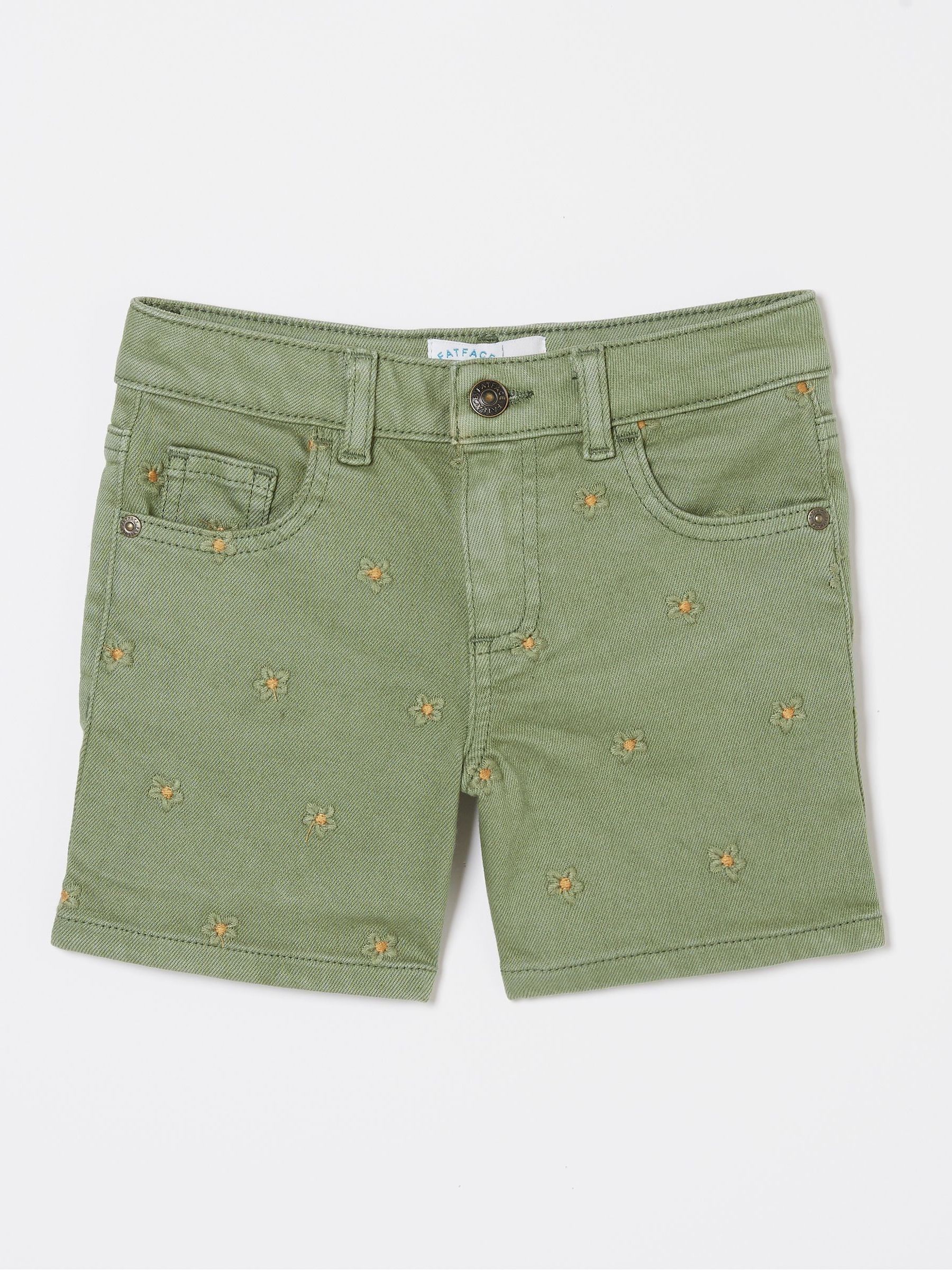 Daisy Green Embroidered Denim Shorts - Image 4 of 4