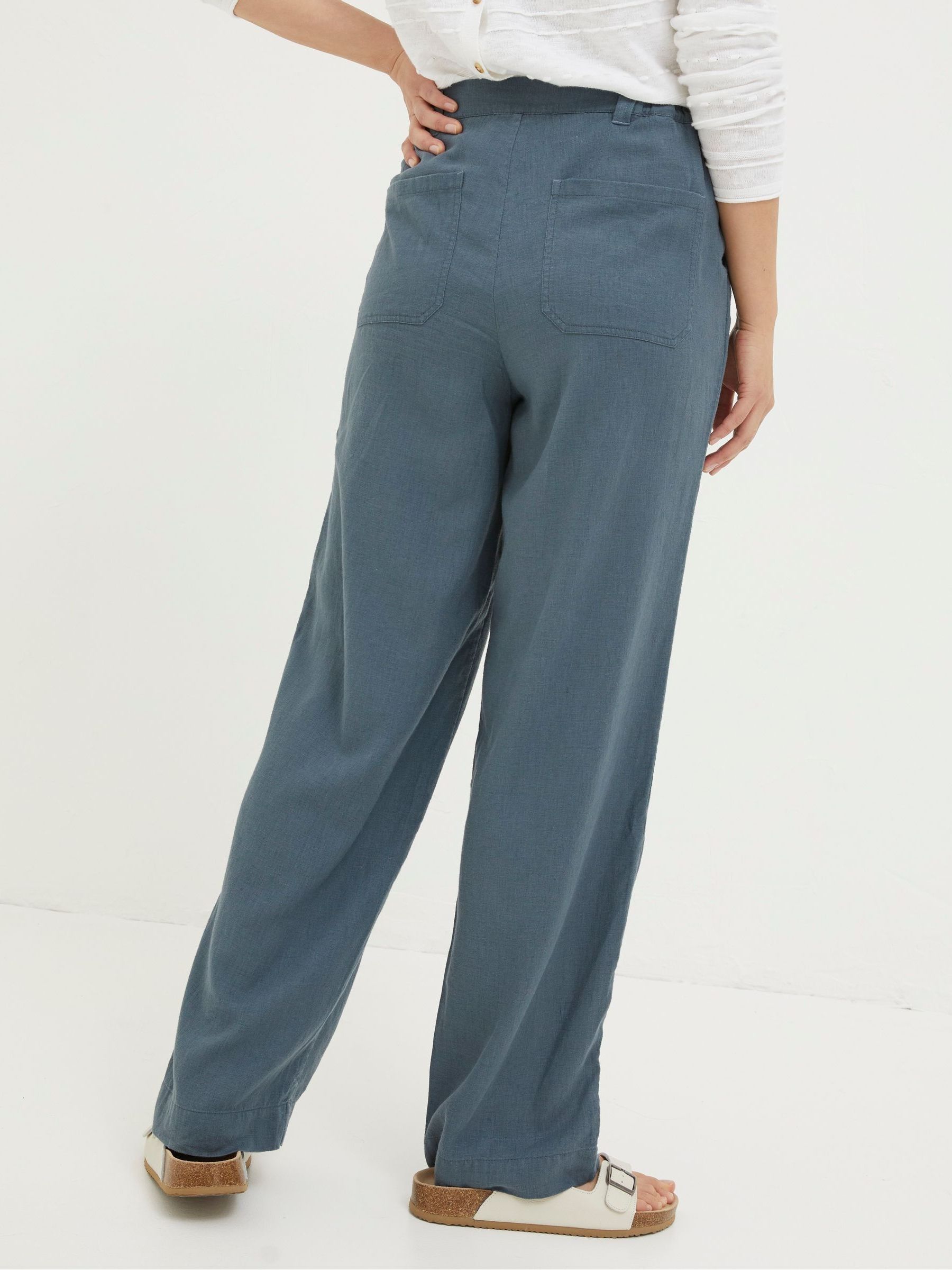 Pendeen Blue Linen Blend Trousers - Image 2 of 5