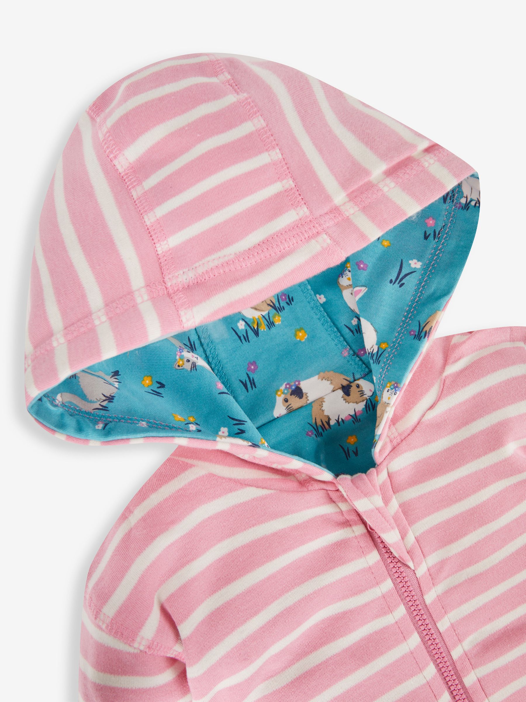 Pink Animal Friends Appliqué Reversible Hoodie With Pet In Pocket - Image 4 of 7
