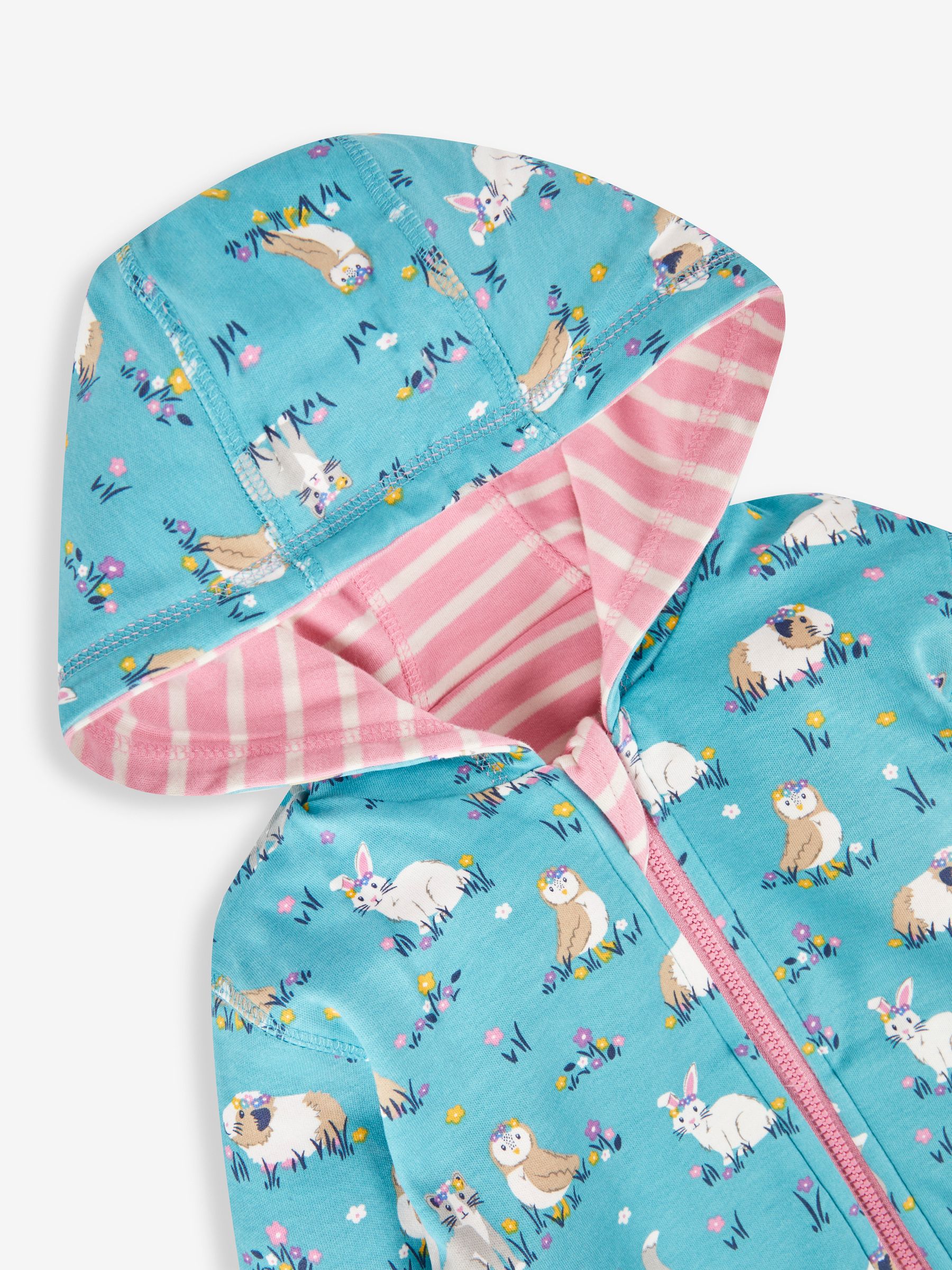 Pink Animal Friends Appliqué Reversible Hoodie With Pet In Pocket - Image 5 of 7