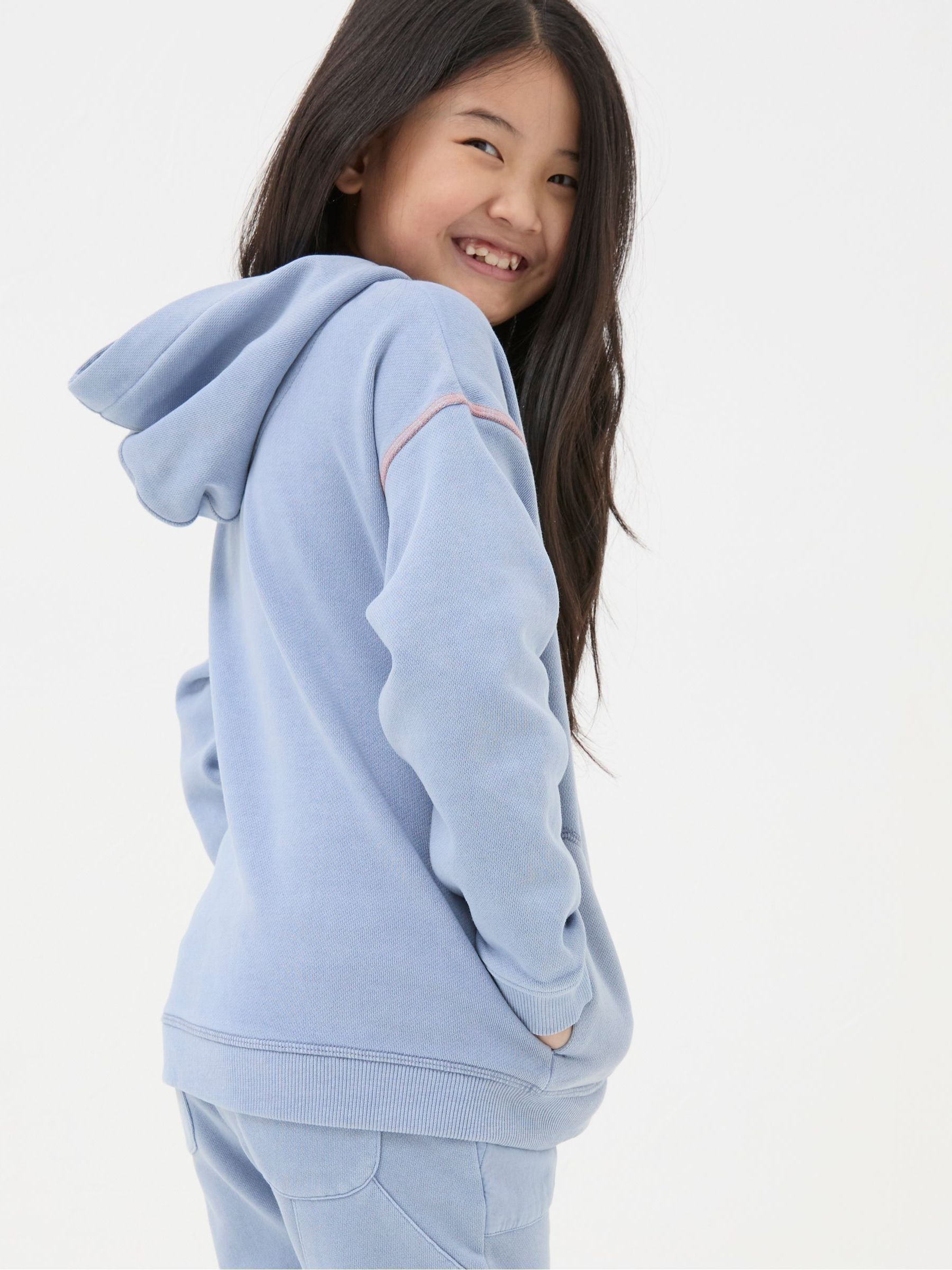 Blue Abstract Floral Popover Hoodie - Image 2 of 4