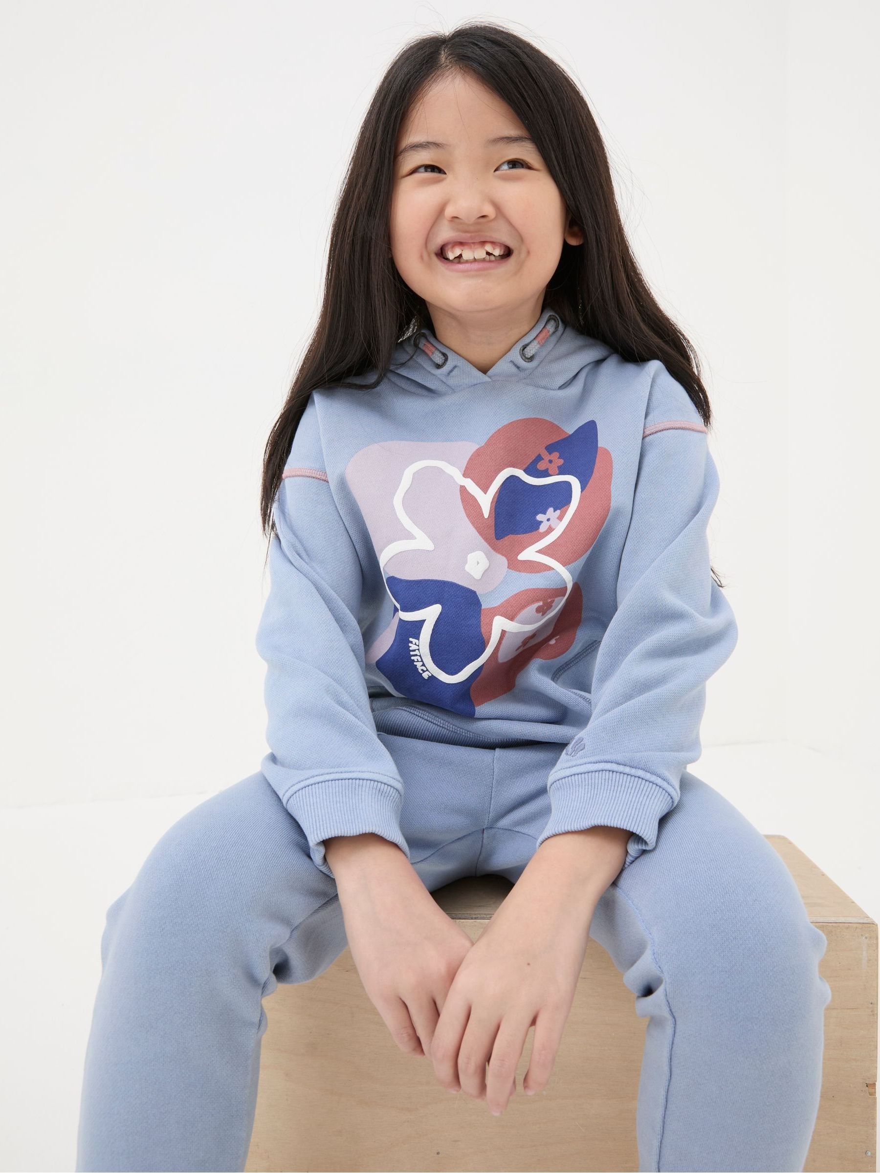 Blue Abstract Floral Popover Hoodie - Image 3 of 4