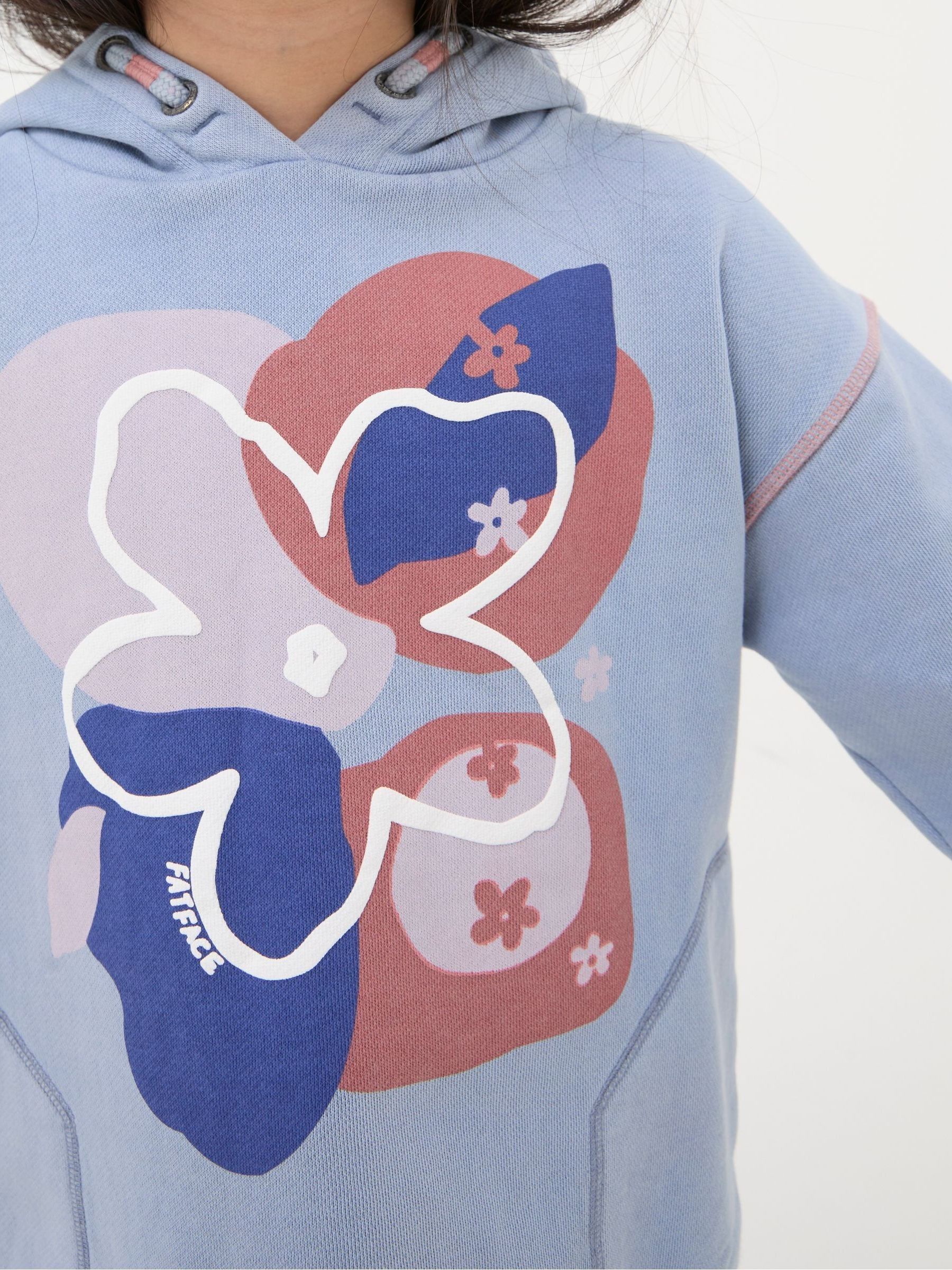 Blue Abstract Floral Popover Hoodie - Image 4 of 4