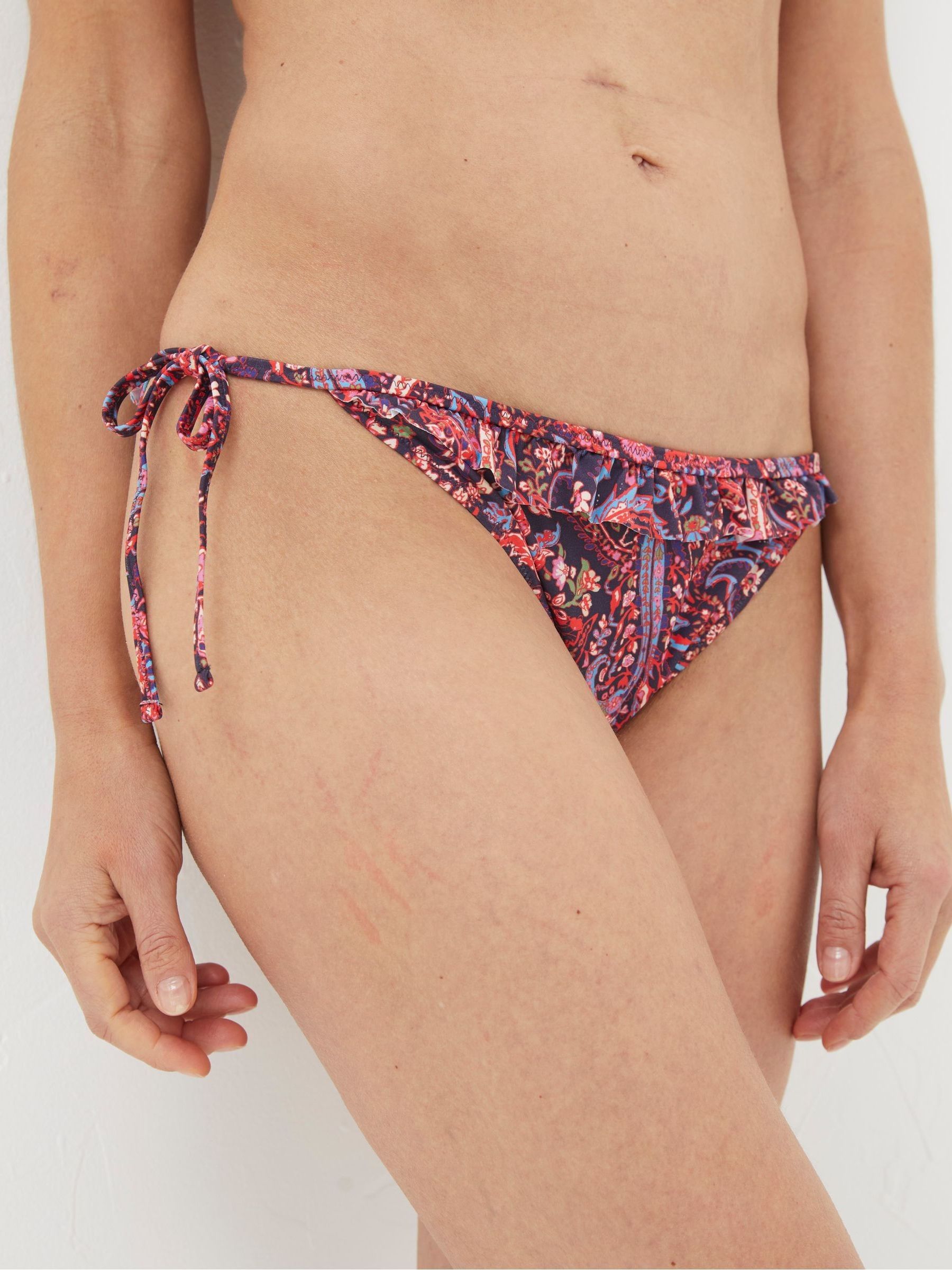 Frill Paisley Tie Side Bikini Bottoms