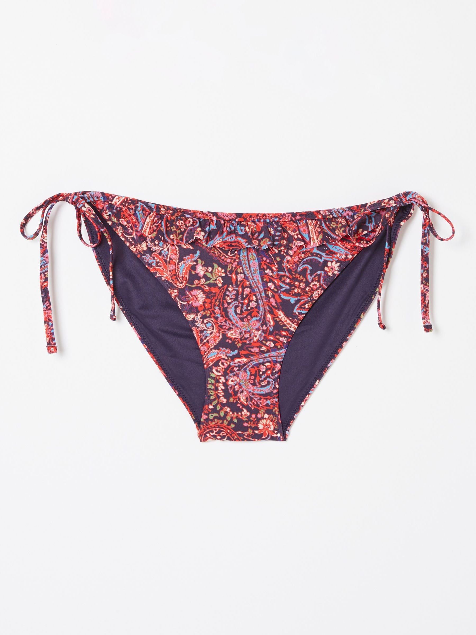 Fiona Purple Frill Paisley Tie Side Bikini Bottoms - Image 4 of 4