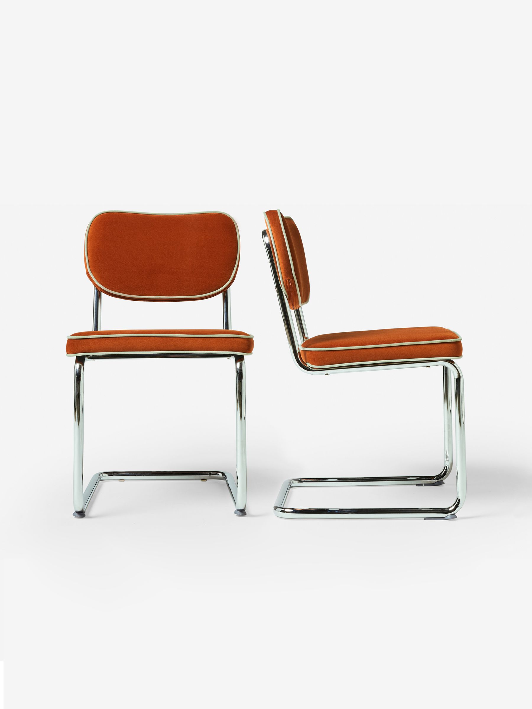 Set of 2 Parker Dining Chairs in Cinnamon with Jade Green Piping - Image 2 of 4