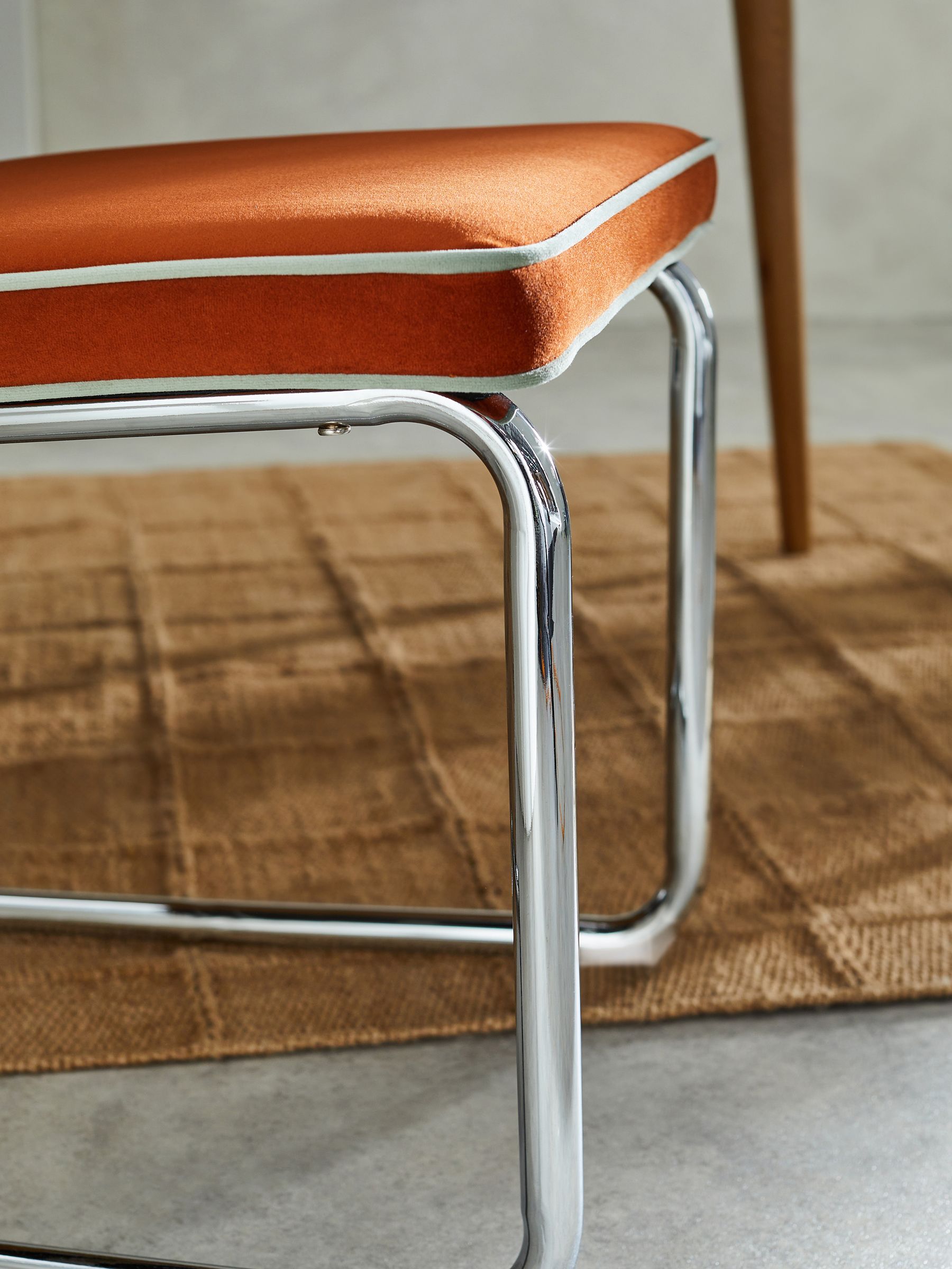 Set of 2 Parker Dining Chairs in Velvet in Cinnamon with Jade Green Piping - Image 3 of 3 Set of 2 Parker Dining Chairs in Velvet in Cinnamon with Jade Green Piping - Image 3 of 3