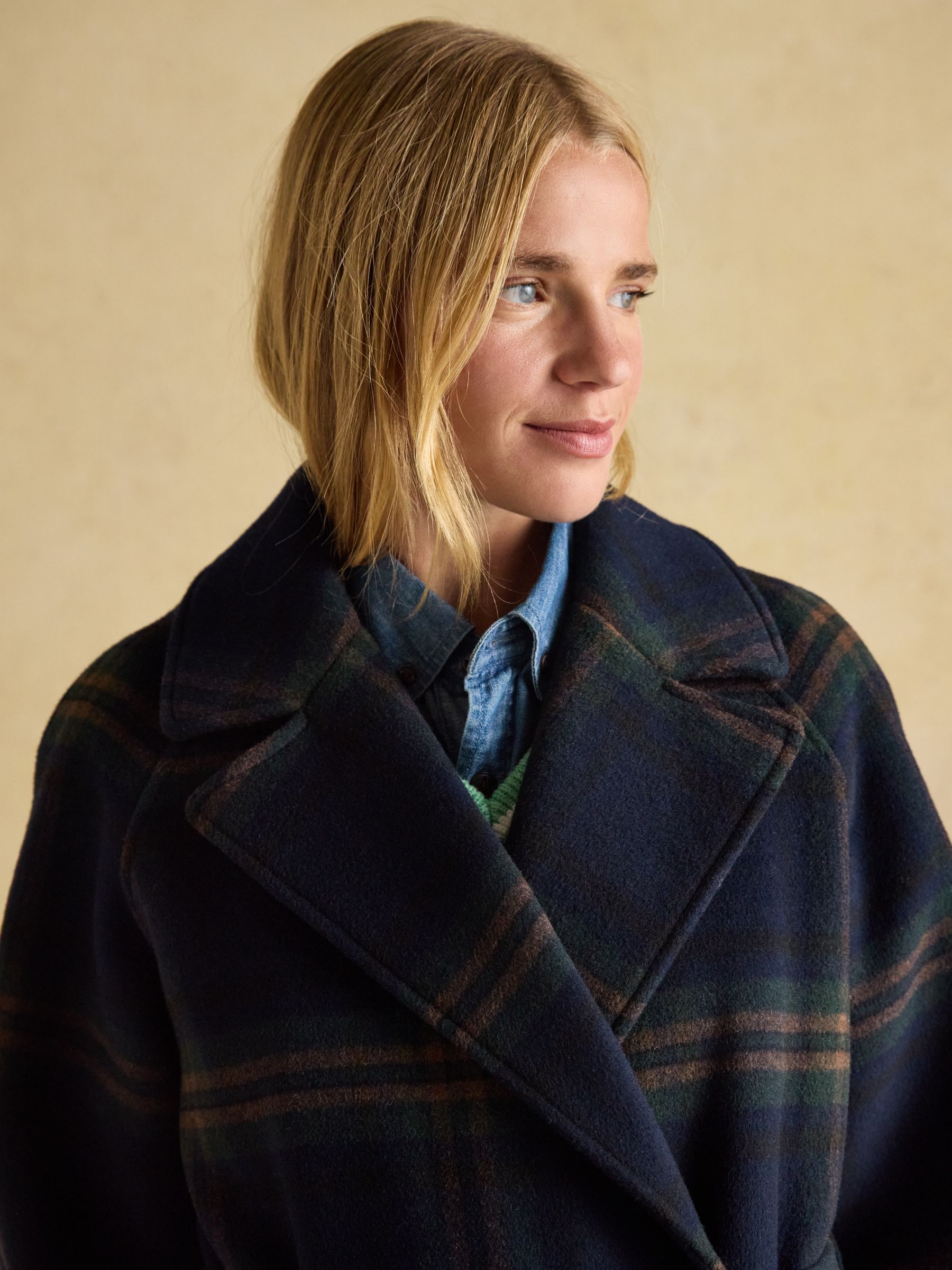 Amberley Navy Longline Wool Blend Coat with Belt - Image 3 of 7