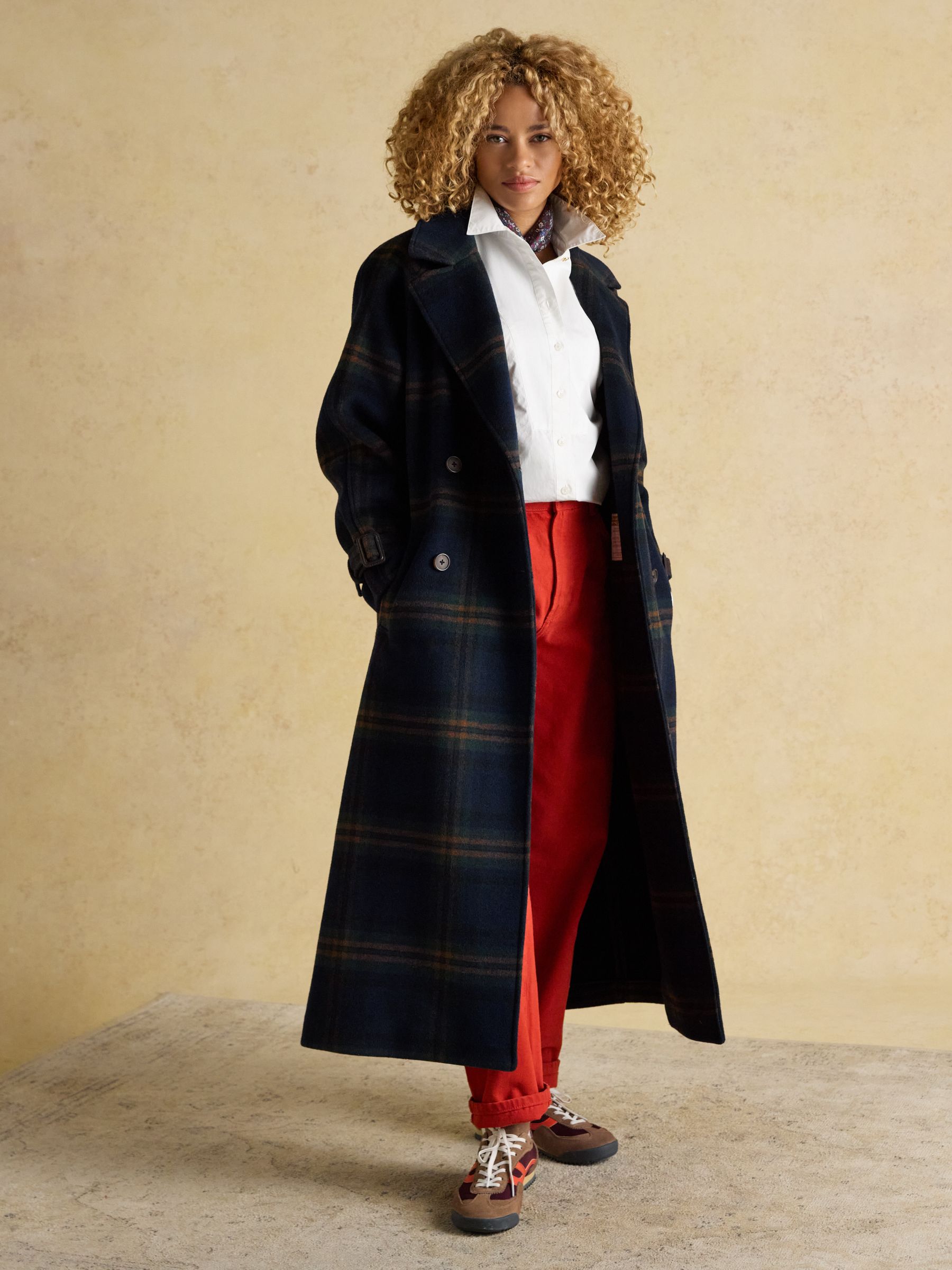 Amberley Navy Blue Longline Wool Blend Coat with Belt - Image 9 of 12