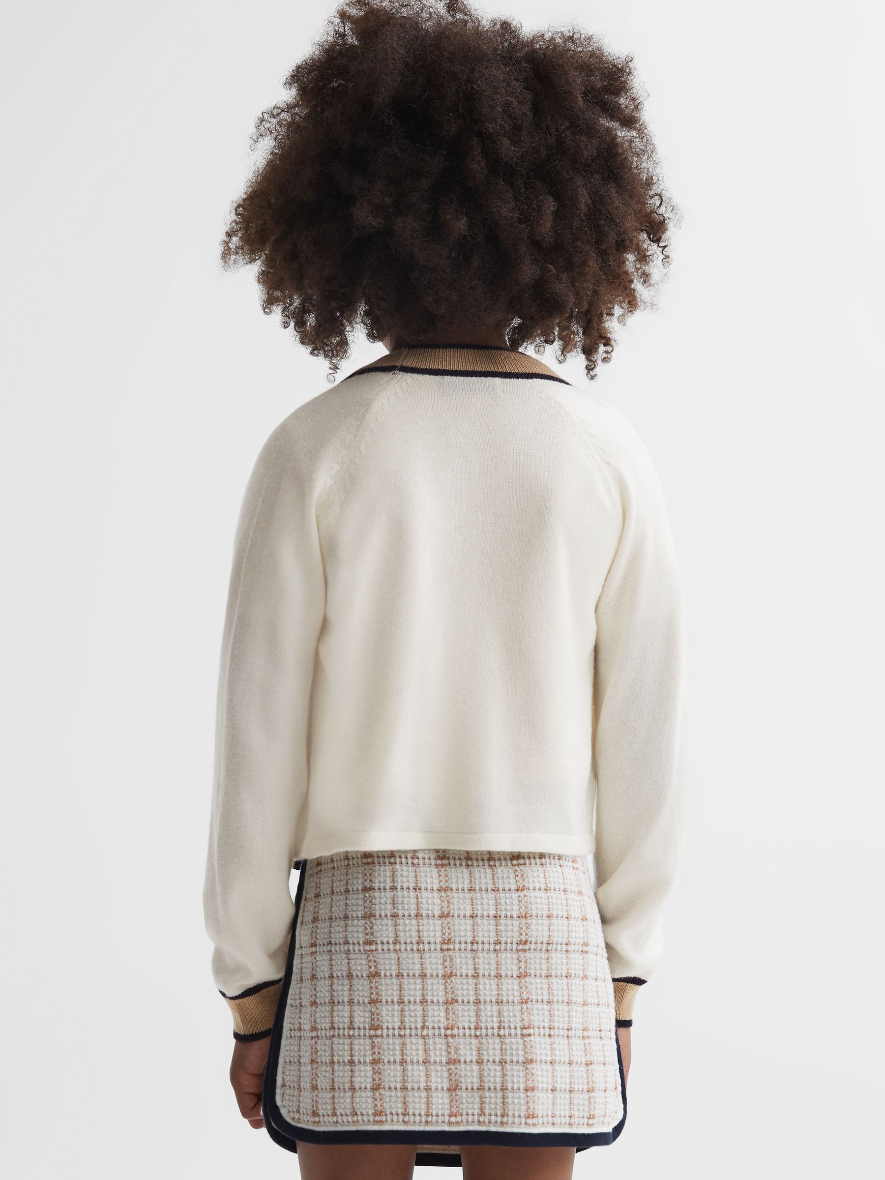 9-14 yrs Wool Blend V-Neck Cardigan in Ivory - Image 5 of 6