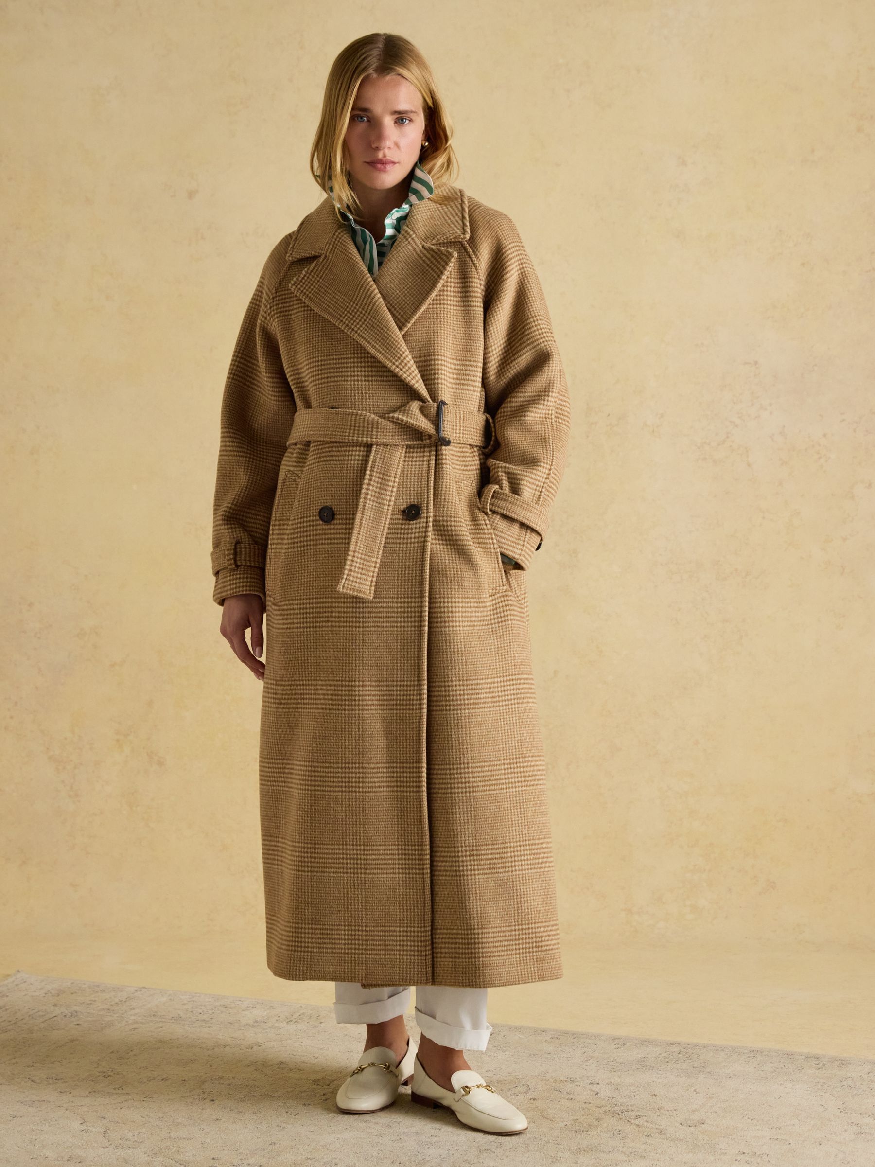 Amberley Tan Brown Longline Wool Blend Coat with Belt - Image 1 of 9