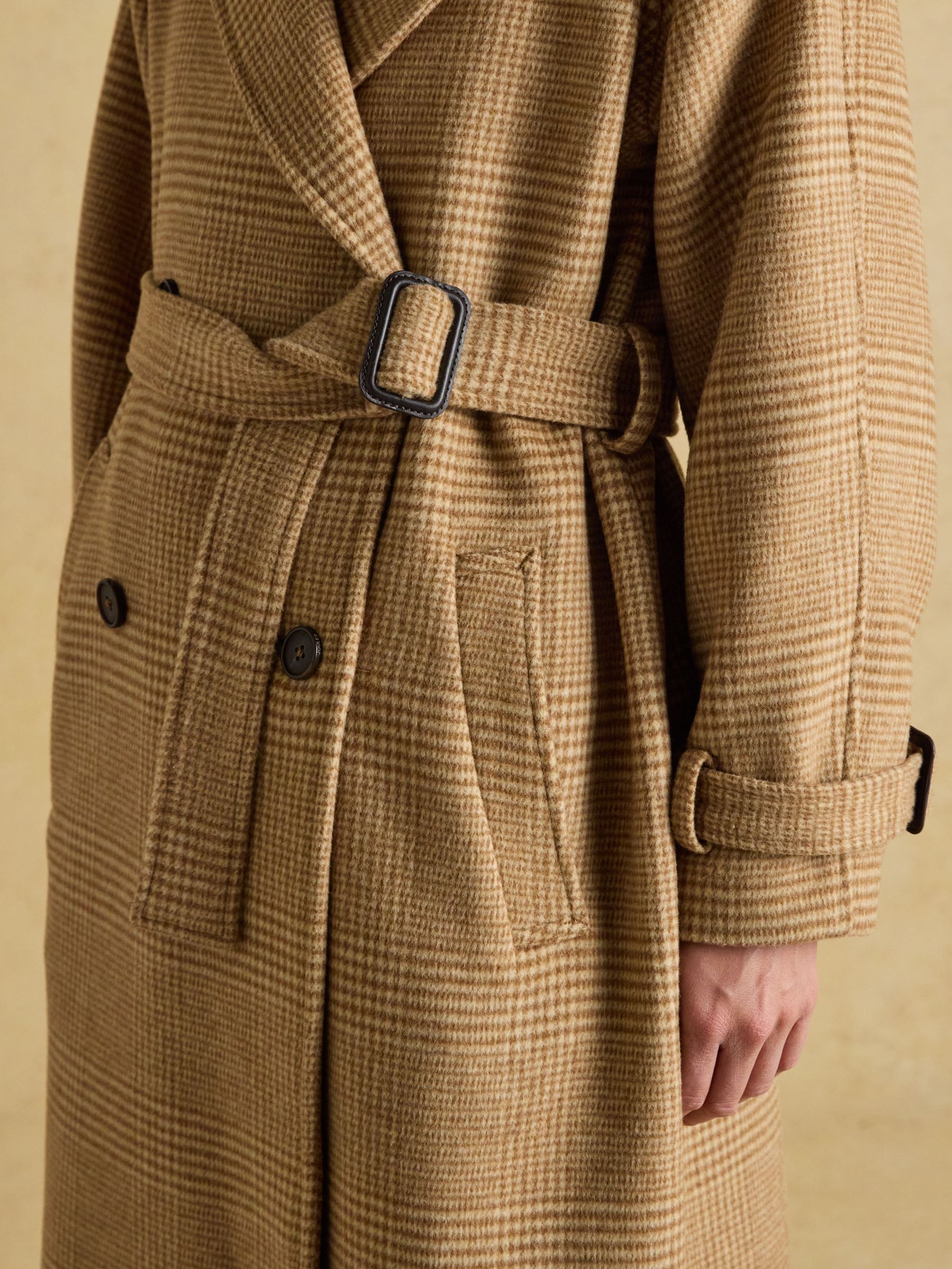 Amberley Tan Brown Longline Wool Blend Coat with Belt - Image 3 of 9