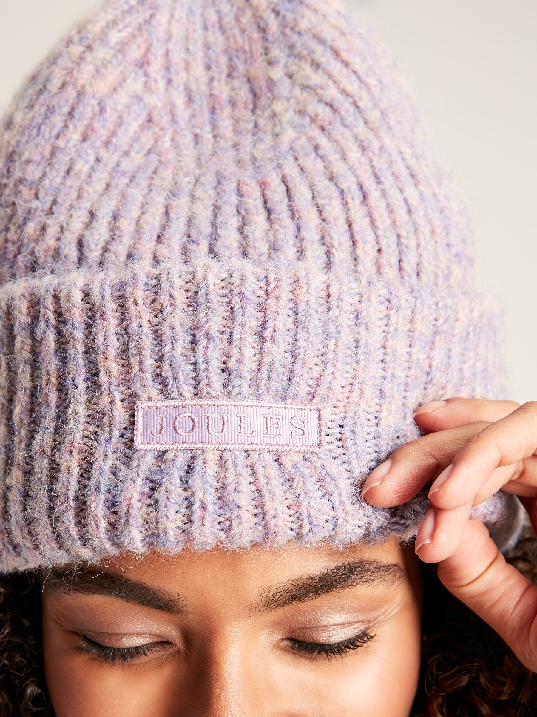 Eloise Lilac Oversized Knitted Beanie Hat - Image 2 of 5