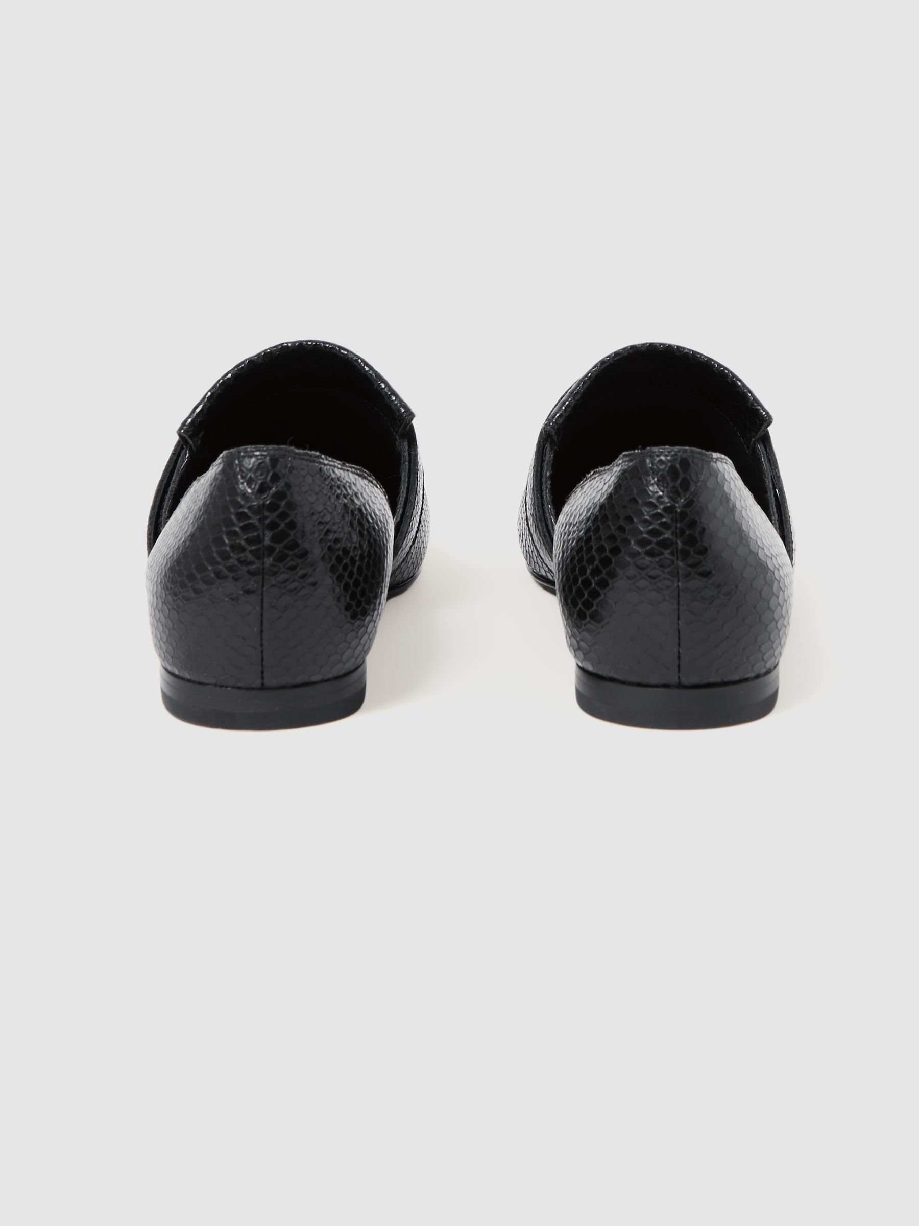 Leather Animal Print Loafers in Black - Image 4 of 5