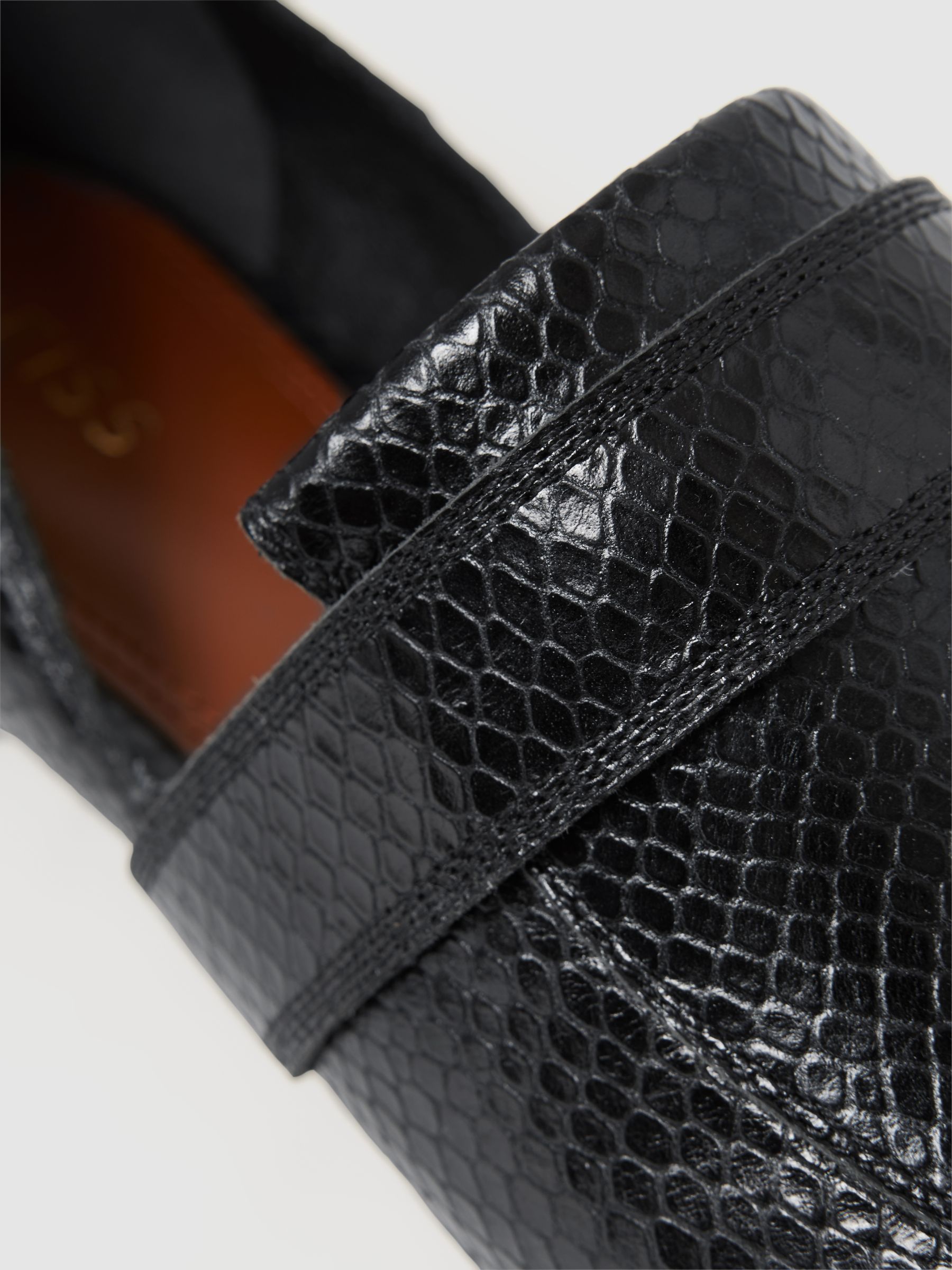 Leather Animal Print Loafers in Black - Image 5 of 5