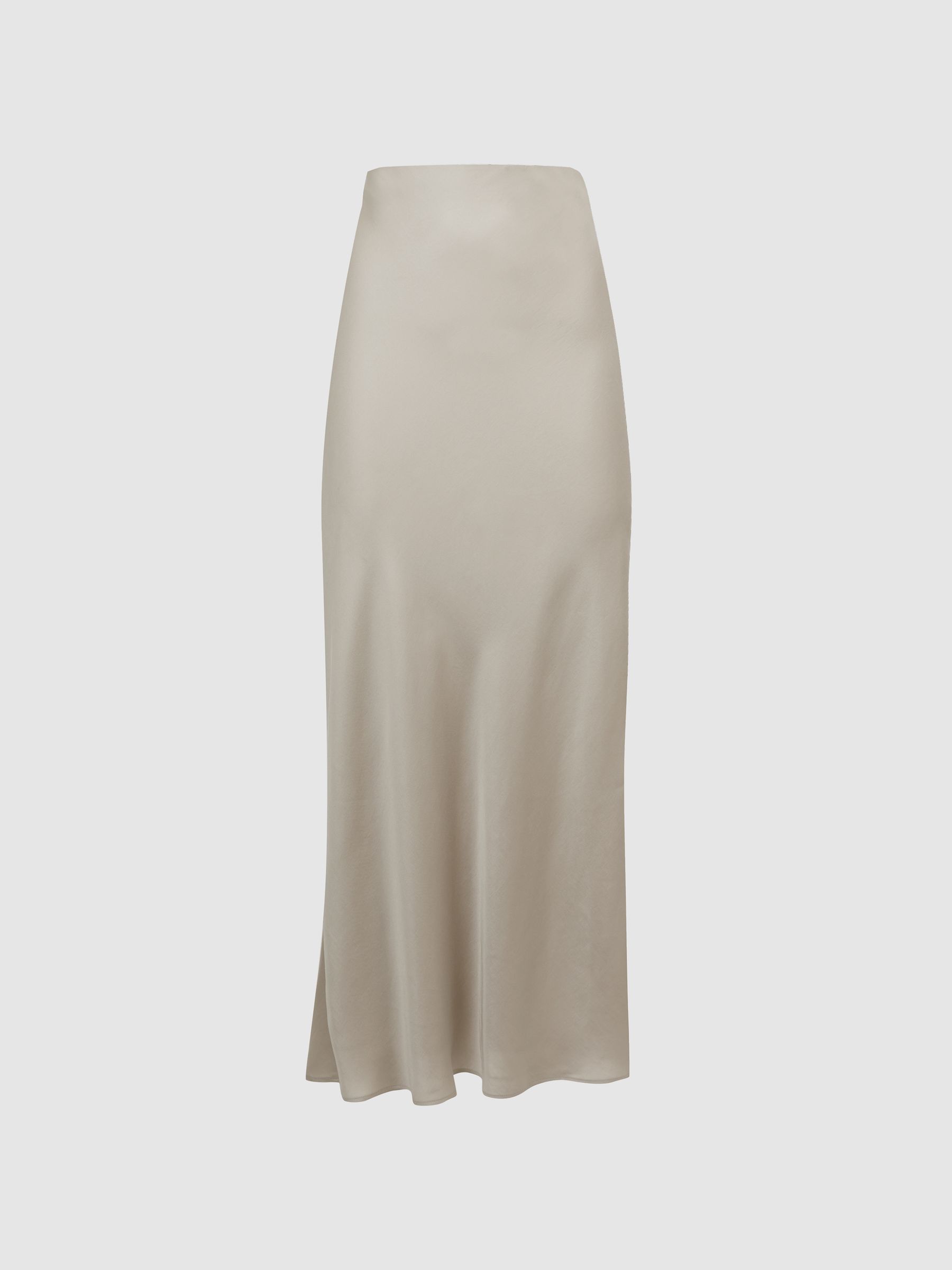 Metallic Fitted High Rise Midi Skirt in Silver - Image 2 of 4