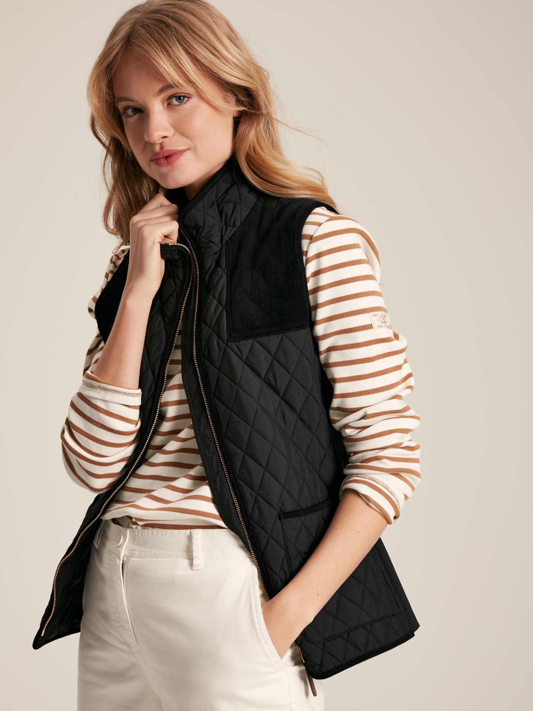 Stately Black Showerproof Diamond Quilted Gilet - Image 1 of 9